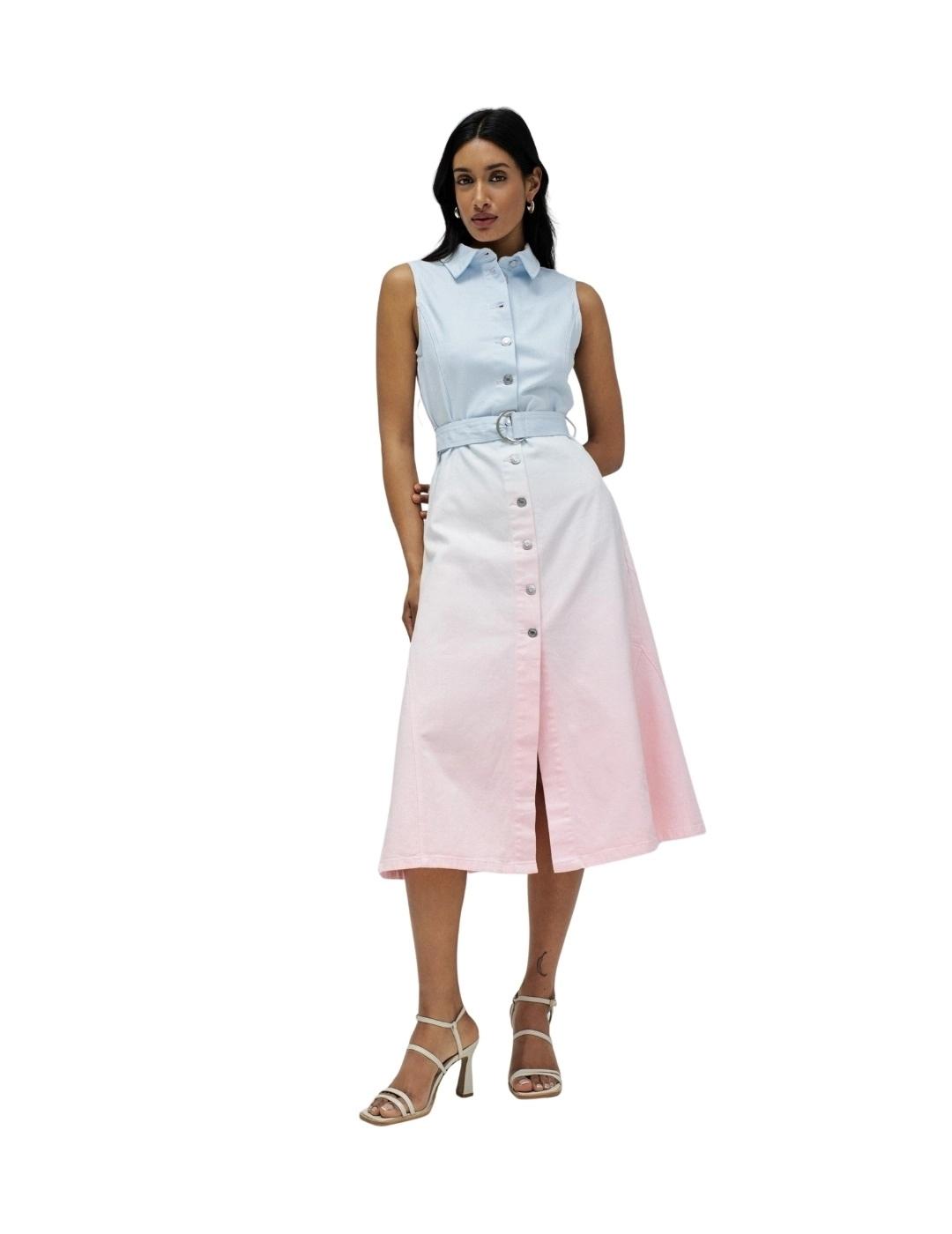 Salsa Jeans Vestido Midi Degradado azul y rosa