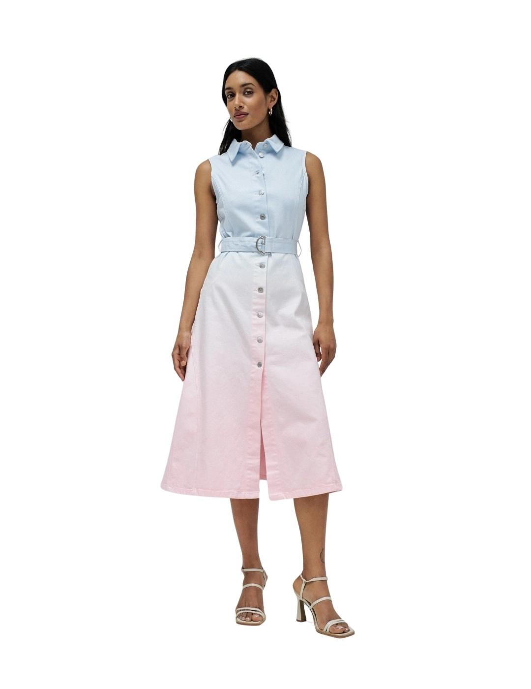 Salsa Jeans Vestido Midi Degradado azul y rosa