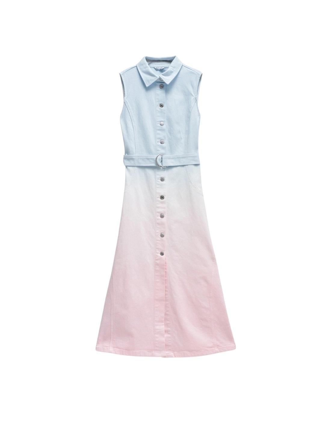 Salsa Jeans Vestido Midi Degradado azul y rosa