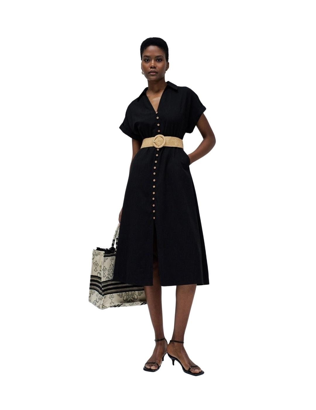 Salsa Jeans Vestido Camisero Negro