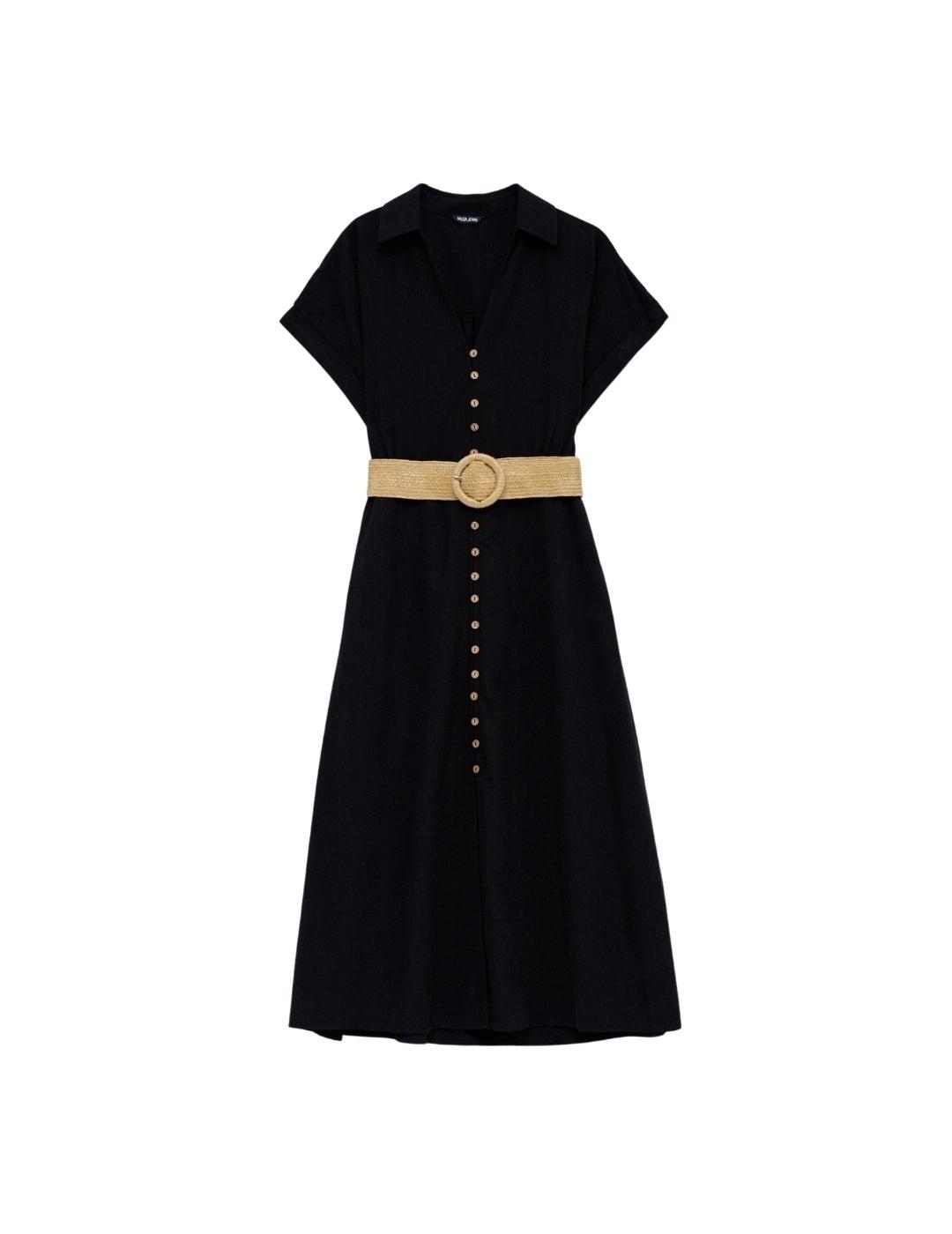 Salsa Jeans Vestido Camisero Negro