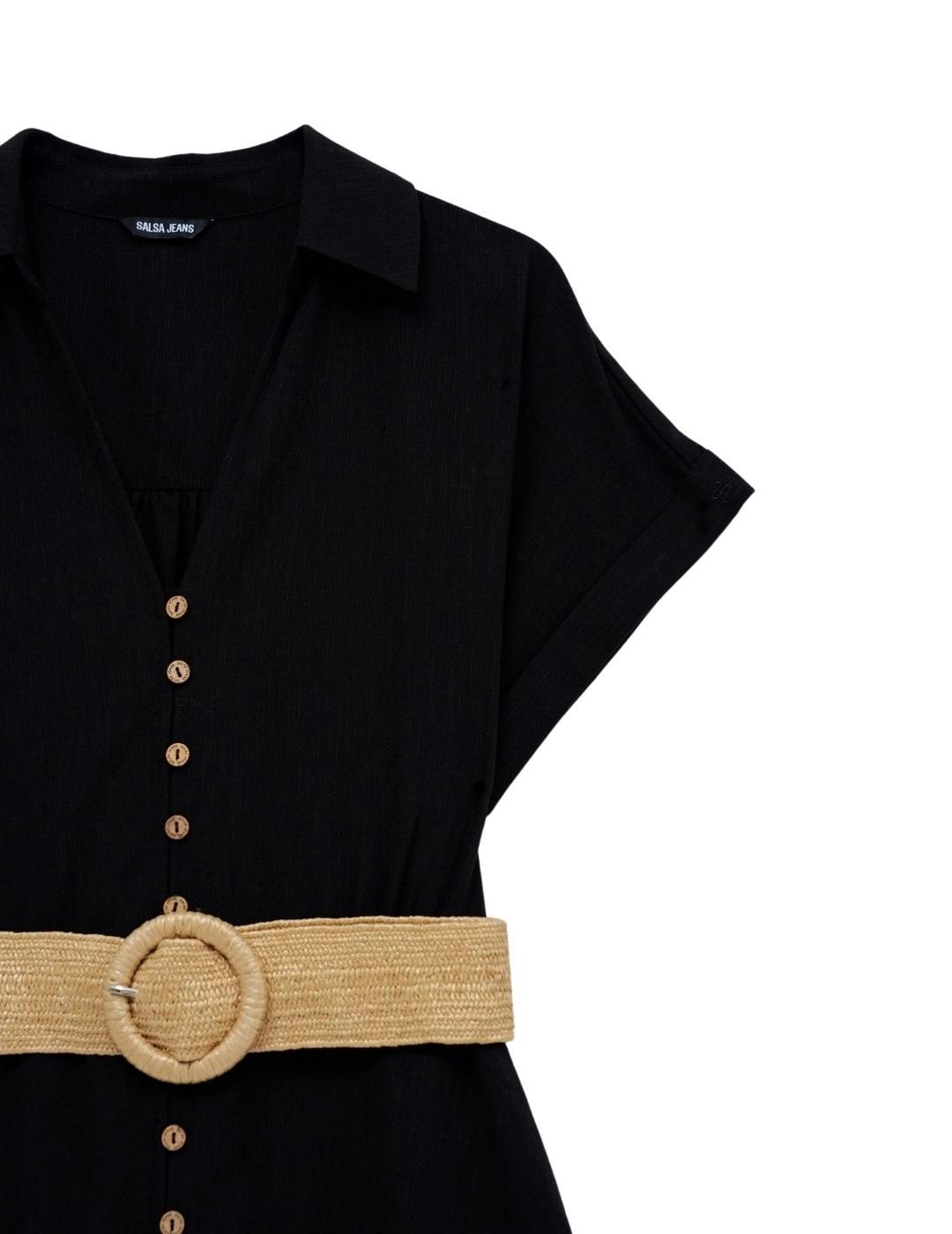 Salsa Jeans Vestido Camisero Negro