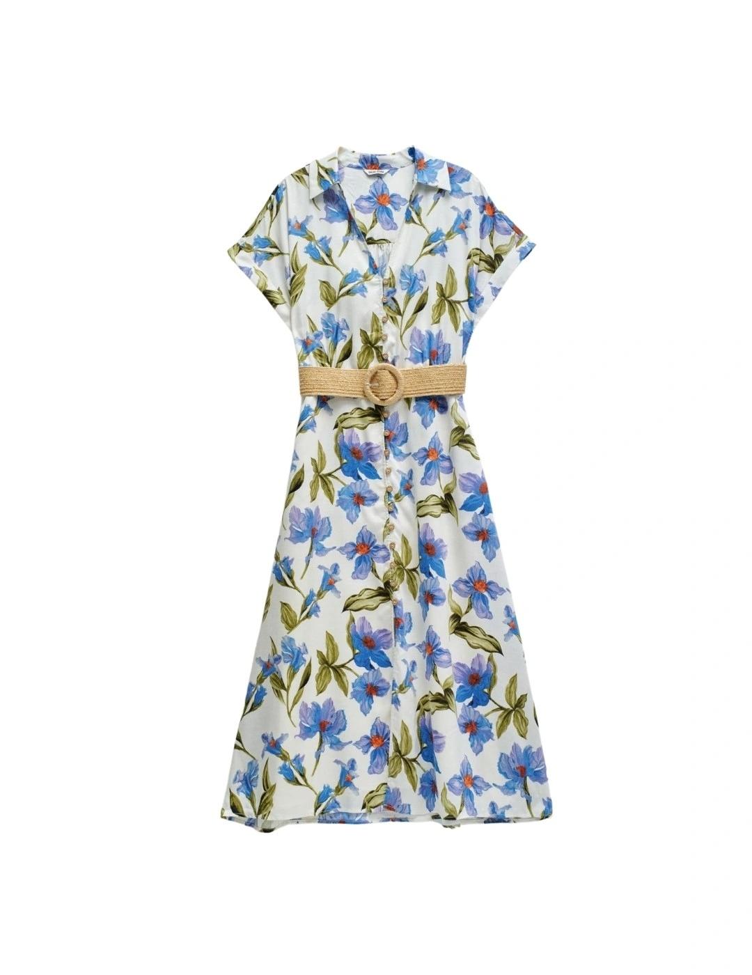 Salsa Vestido Camisero estampado Azul Claro