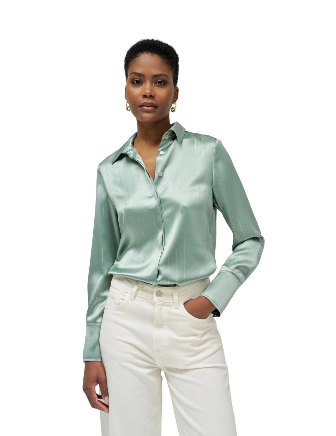 Salsa Jeans Camisa de satén verde