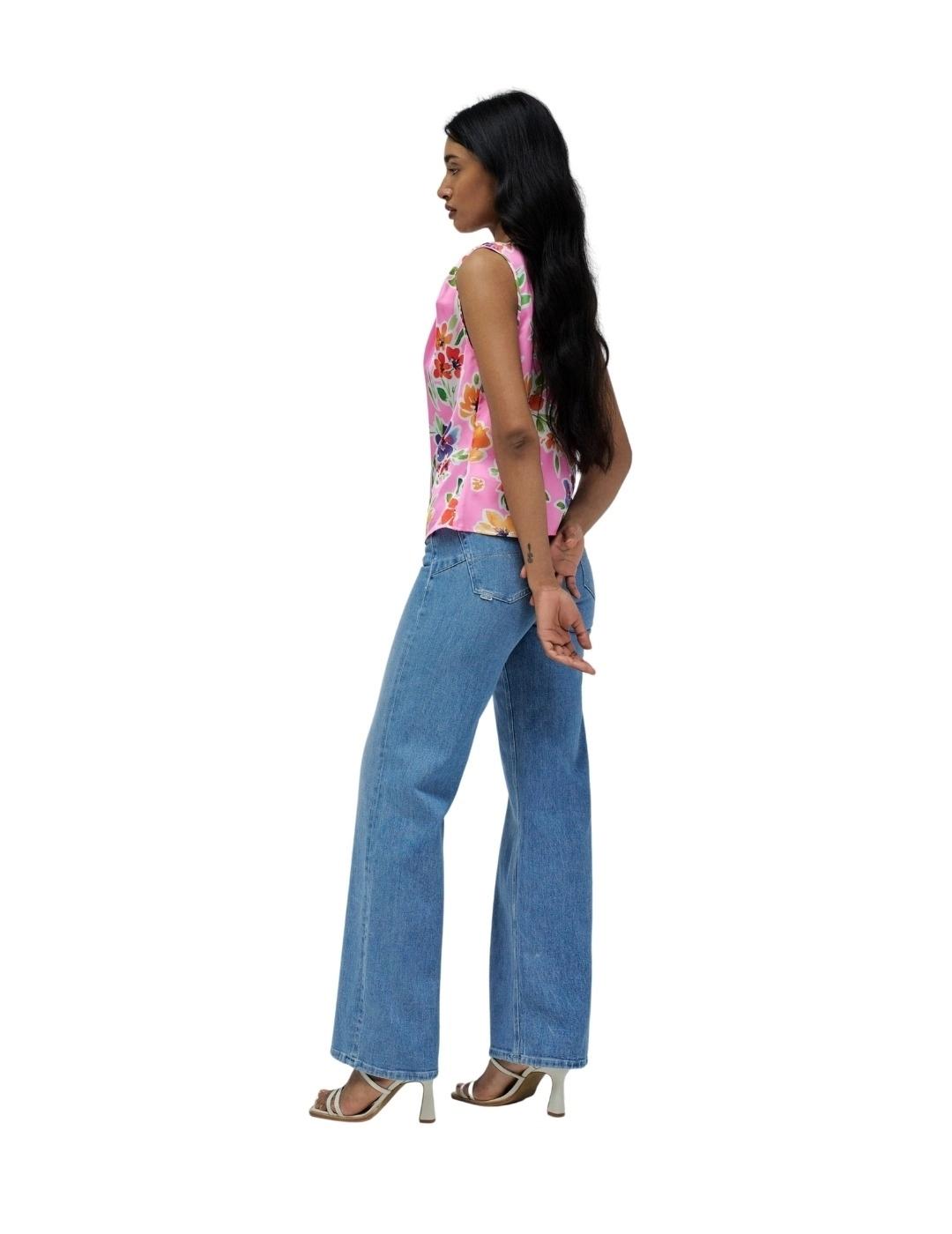 Salsa Jeans Top Drapeado Rosa estampado