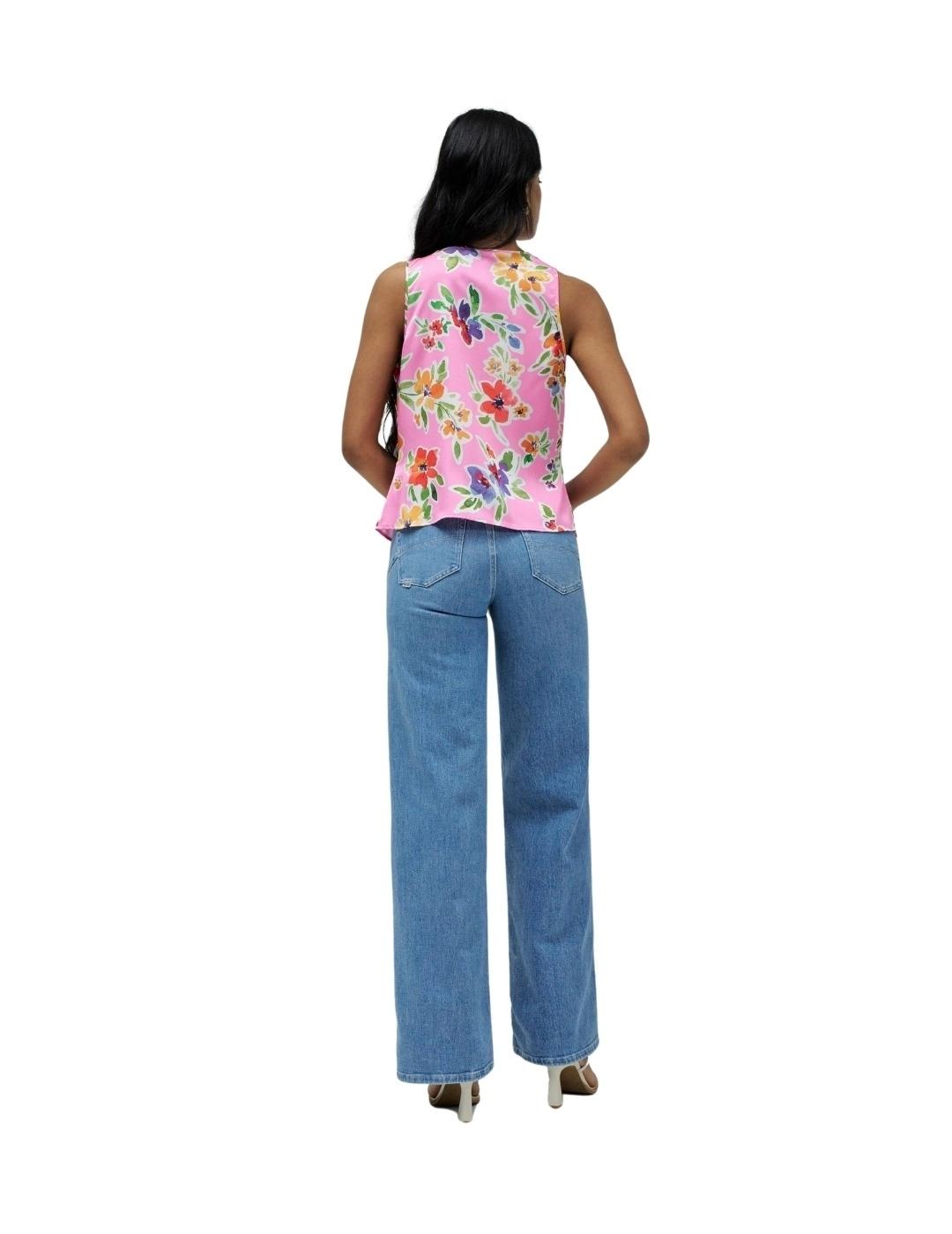 Salsa Jeans Top Drapeado Rosa estampado