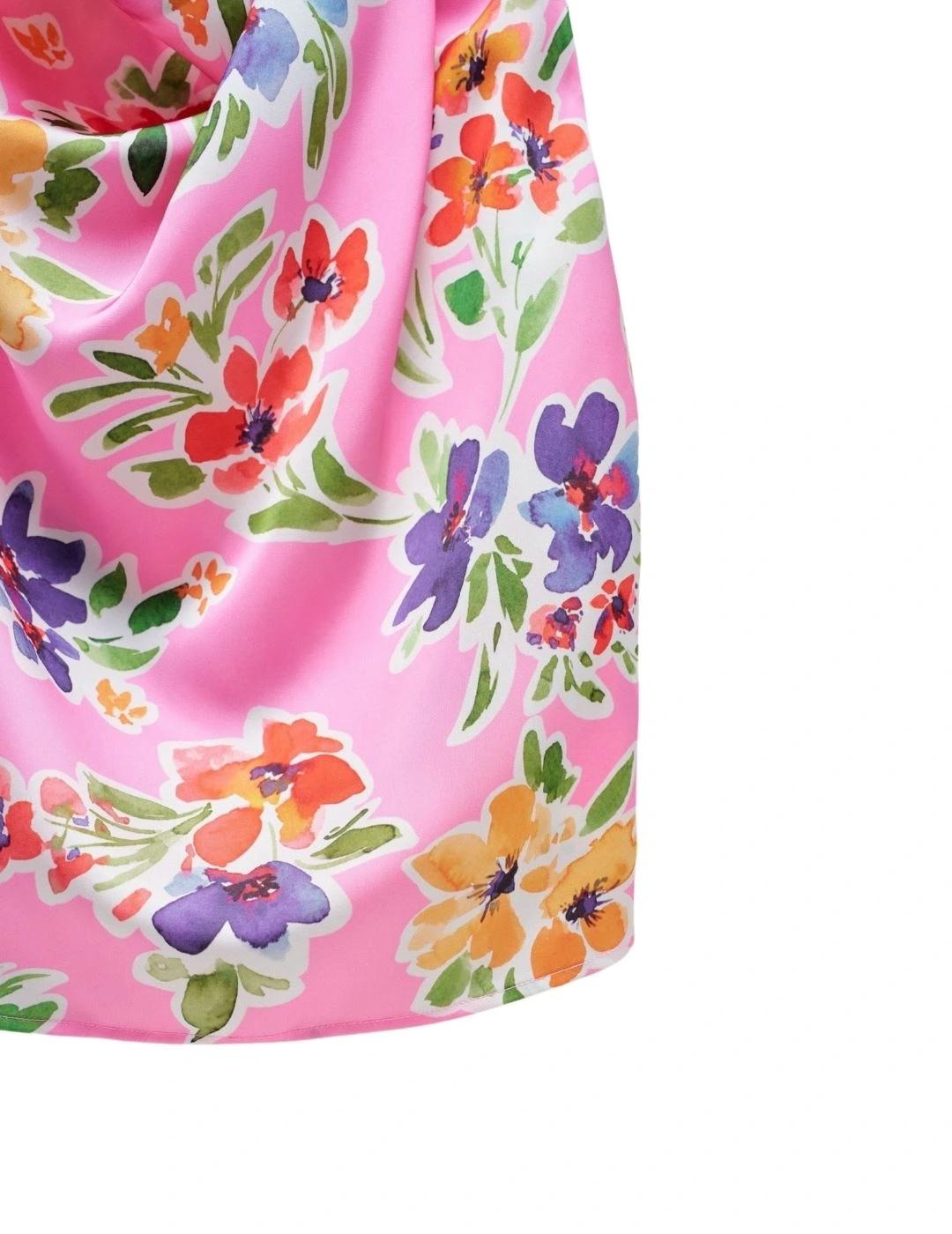 Salsa Jeans Top Drapeado Rosa estampado