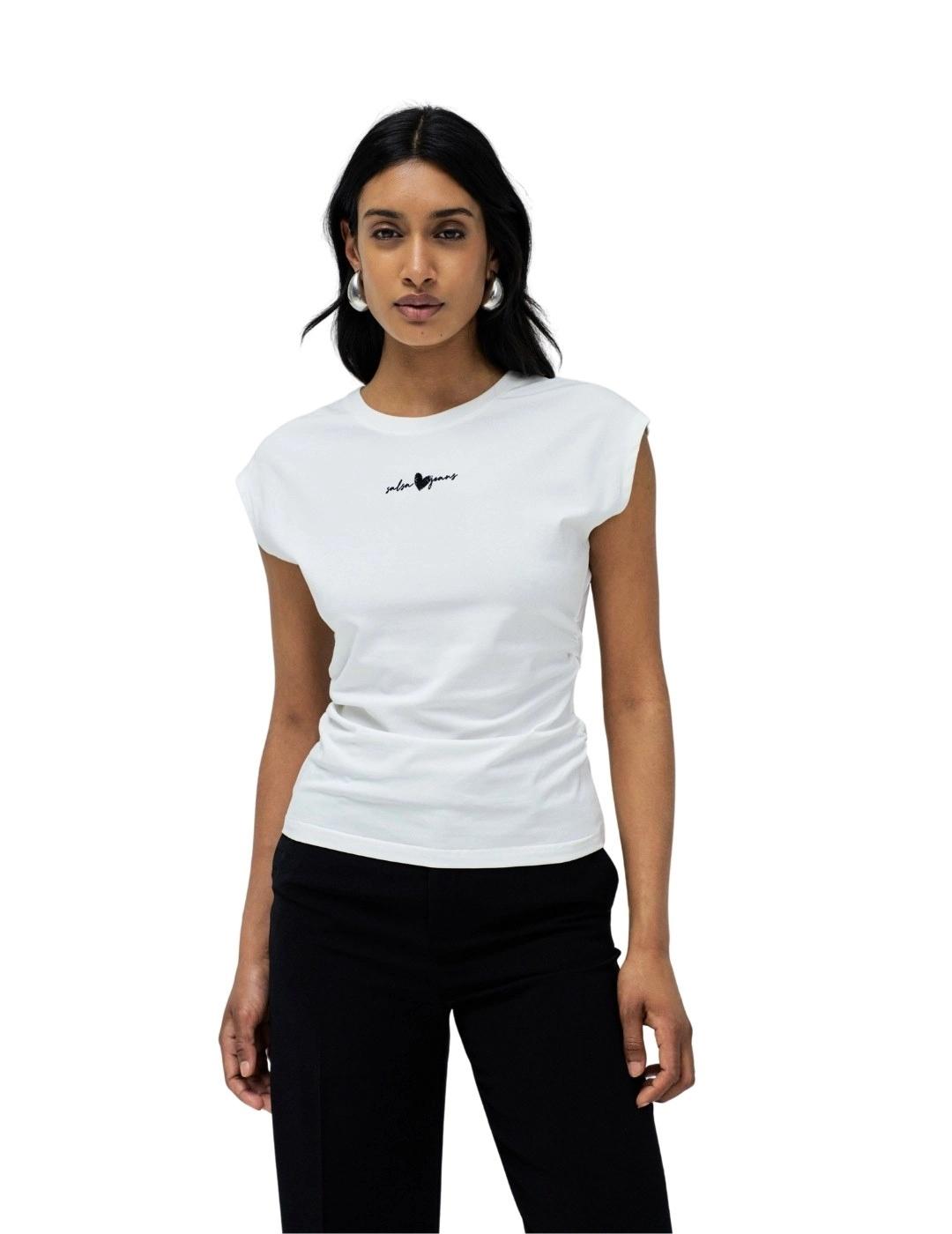 Salsa Jeans Camiseta Blanca con frunce