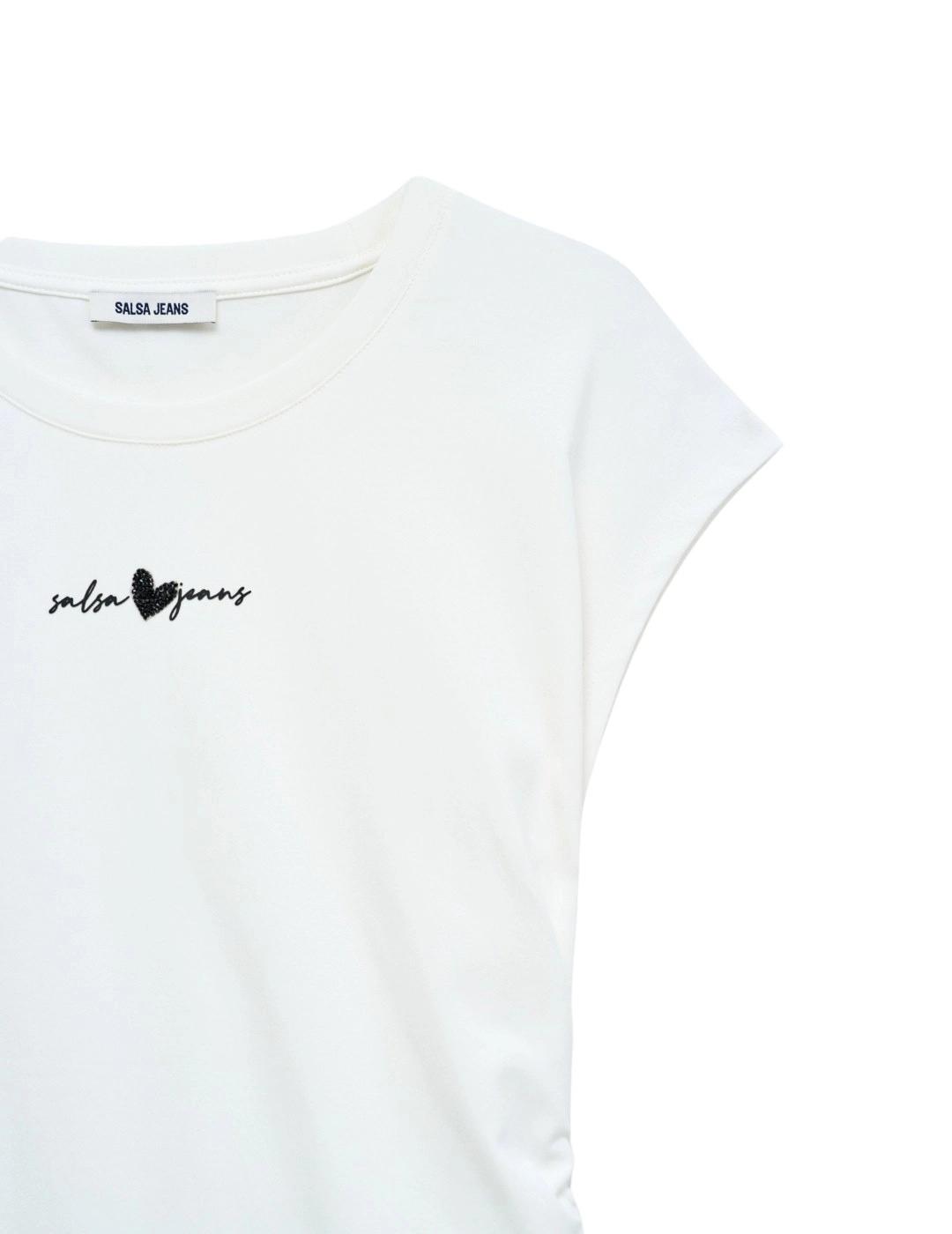 Salsa Jeans Camiseta Blanca con frunce