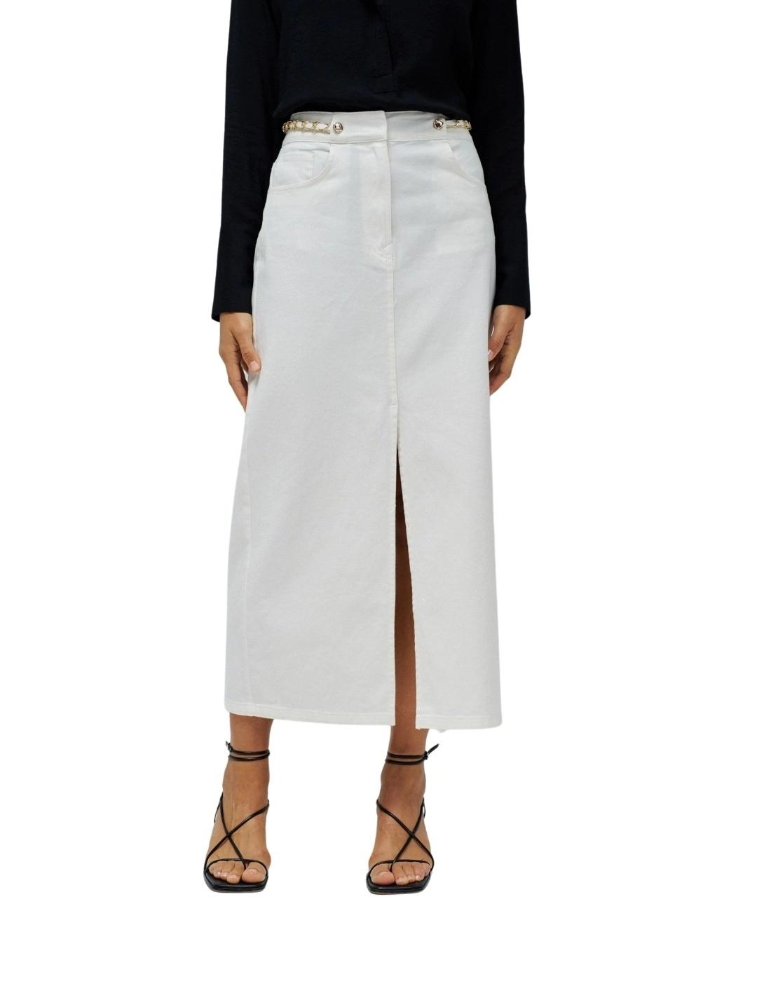 Salsa Jeans Falda True Midi vaquera Blanca