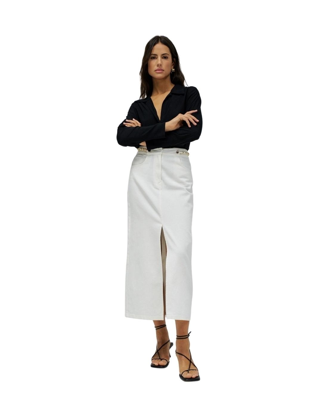 Salsa Jeans Falda True Midi vaquera Blanca