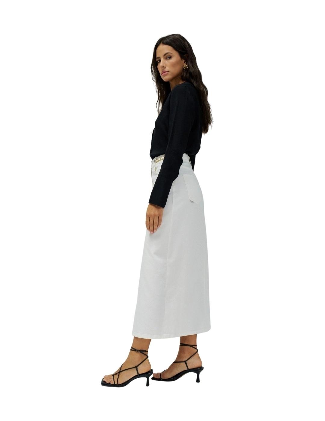 Salsa Jeans Falda True Midi vaquera Blanca