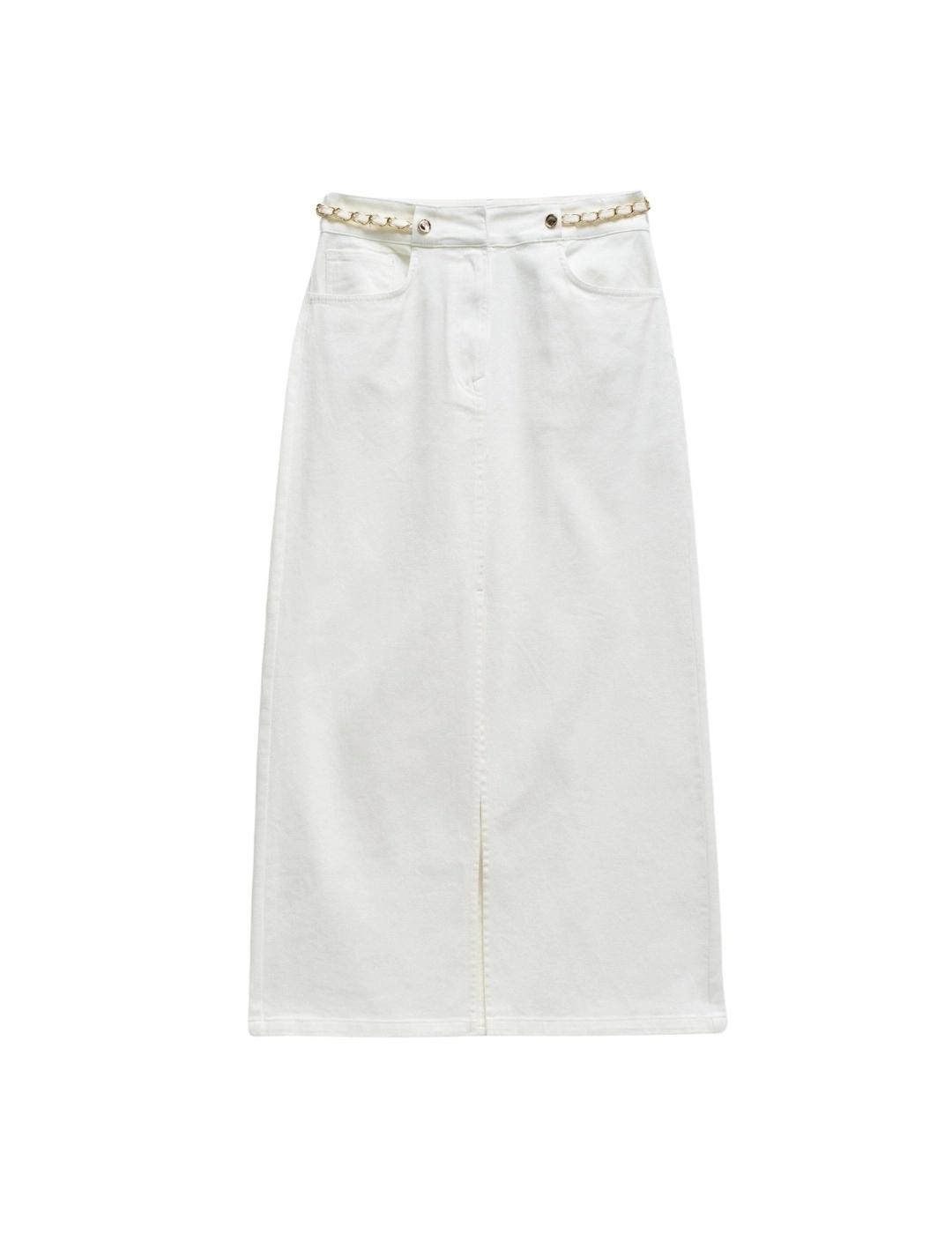 Salsa Jeans Falda True Midi vaquera Blanca