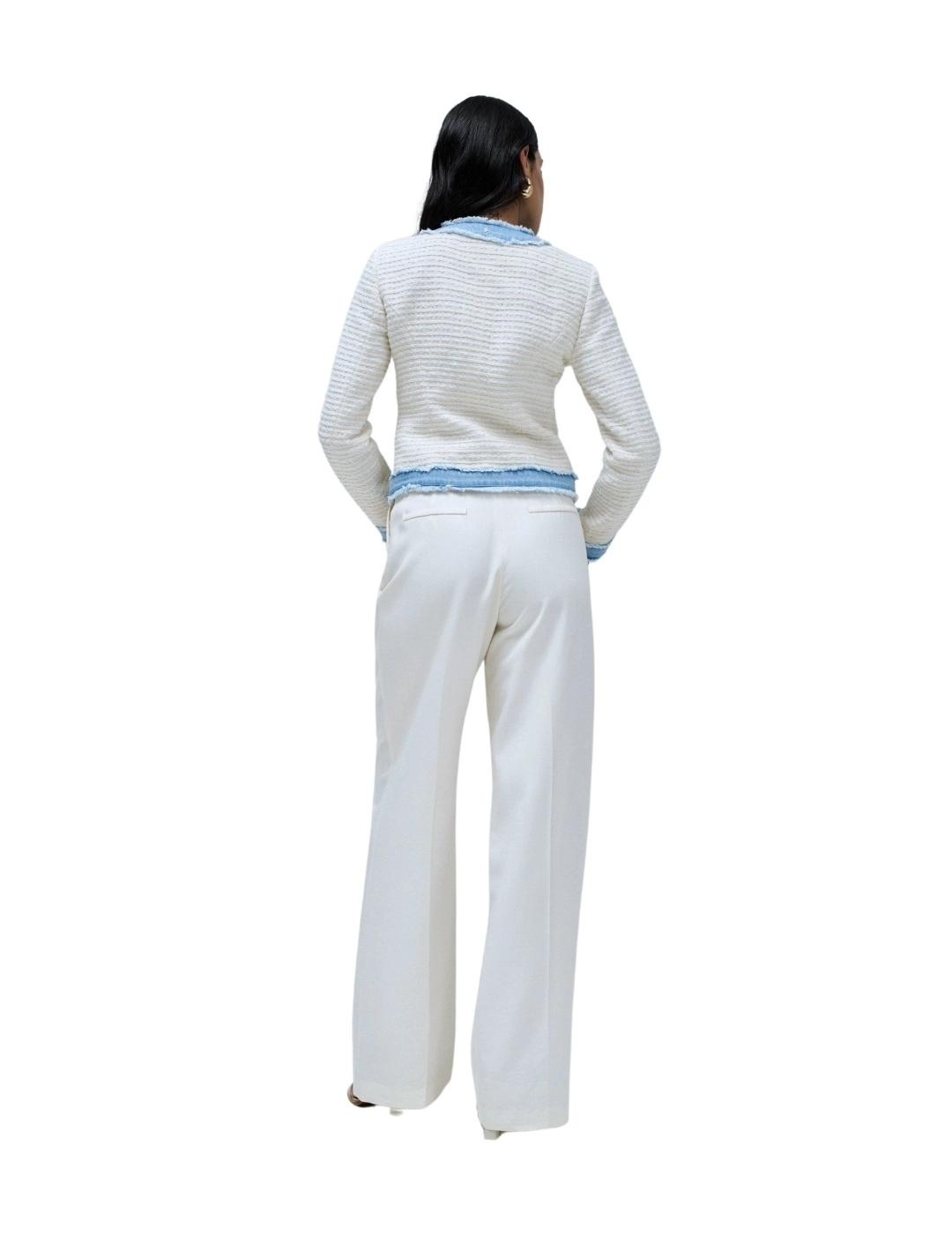 Salsa Chaqueta Tweed con detalles vaqueros Blanca