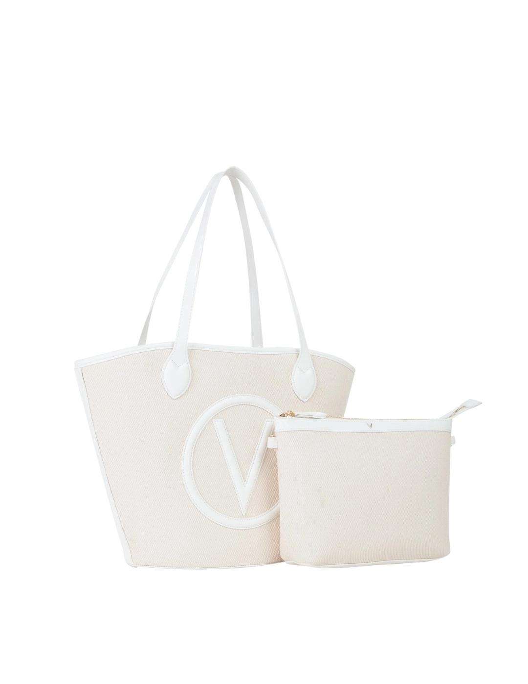 Valentino Bolso Shopper Covent Beige y blanco