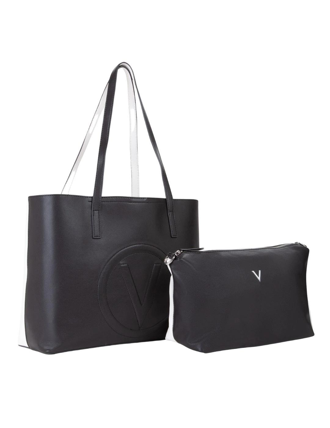Valentino Bolso Shopper Selena Negro y blanco