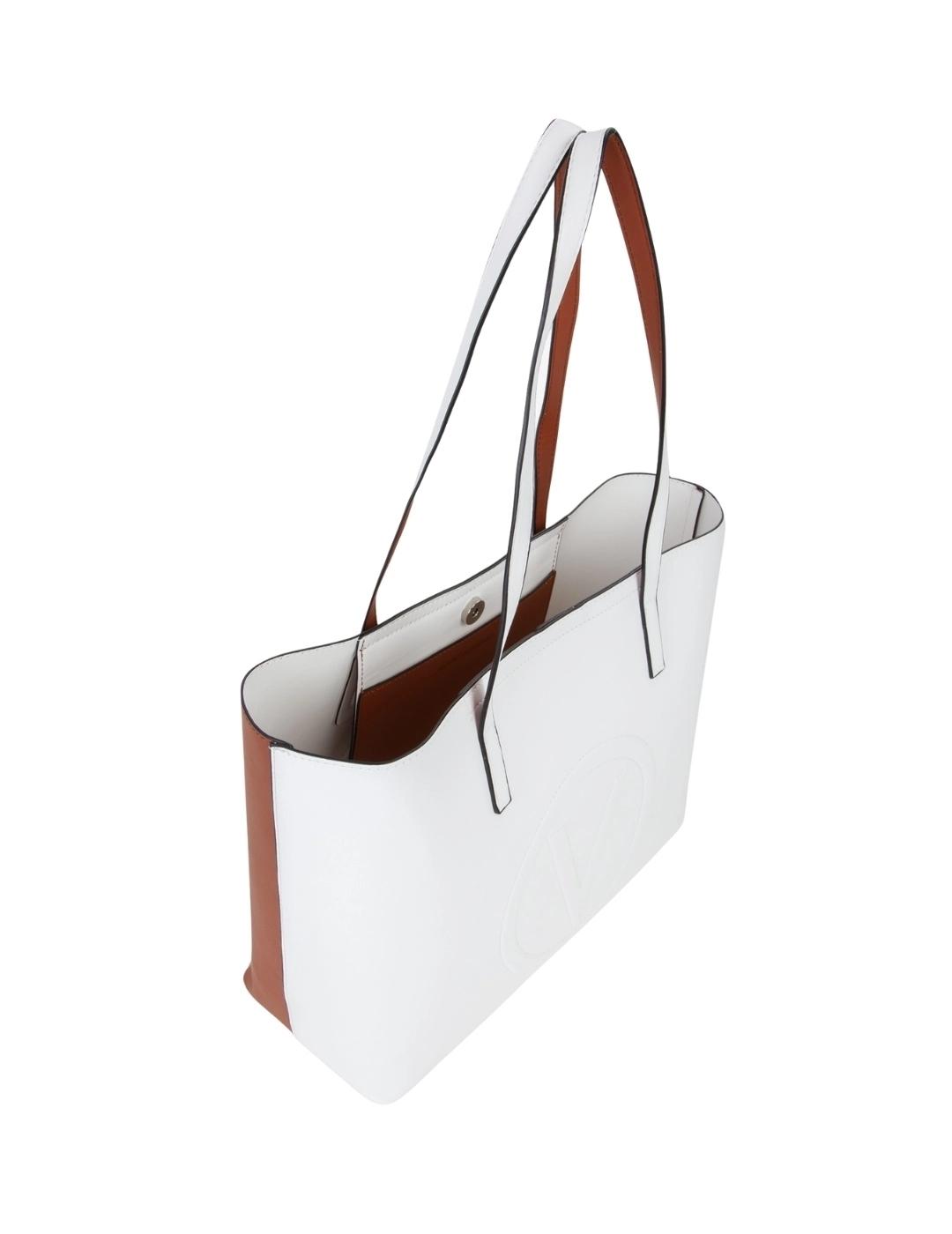 Valentino Bolso Shopper Selena Blanco y marrón