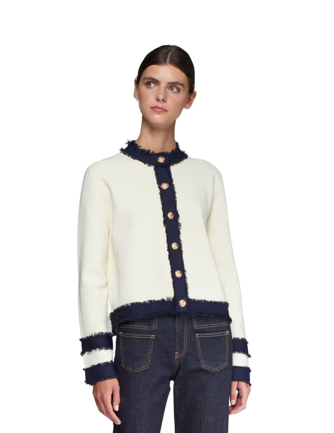 Vilagallo Punto CARDIGAN BICO ECRU NAVY BICOLOR