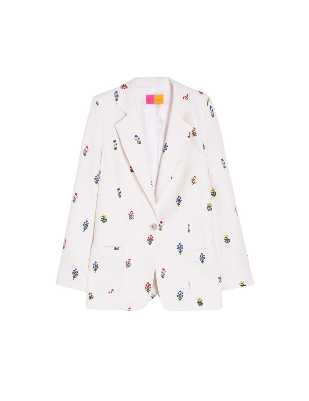 Vilagallo Chaqueta 2 ABERTURAS BLANCO FLOR LINO