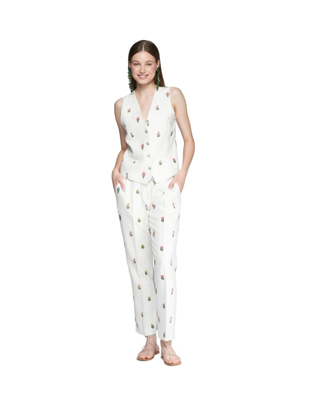 Vilagallo Pantalón TIFFANY BLANCO FLOR LINO