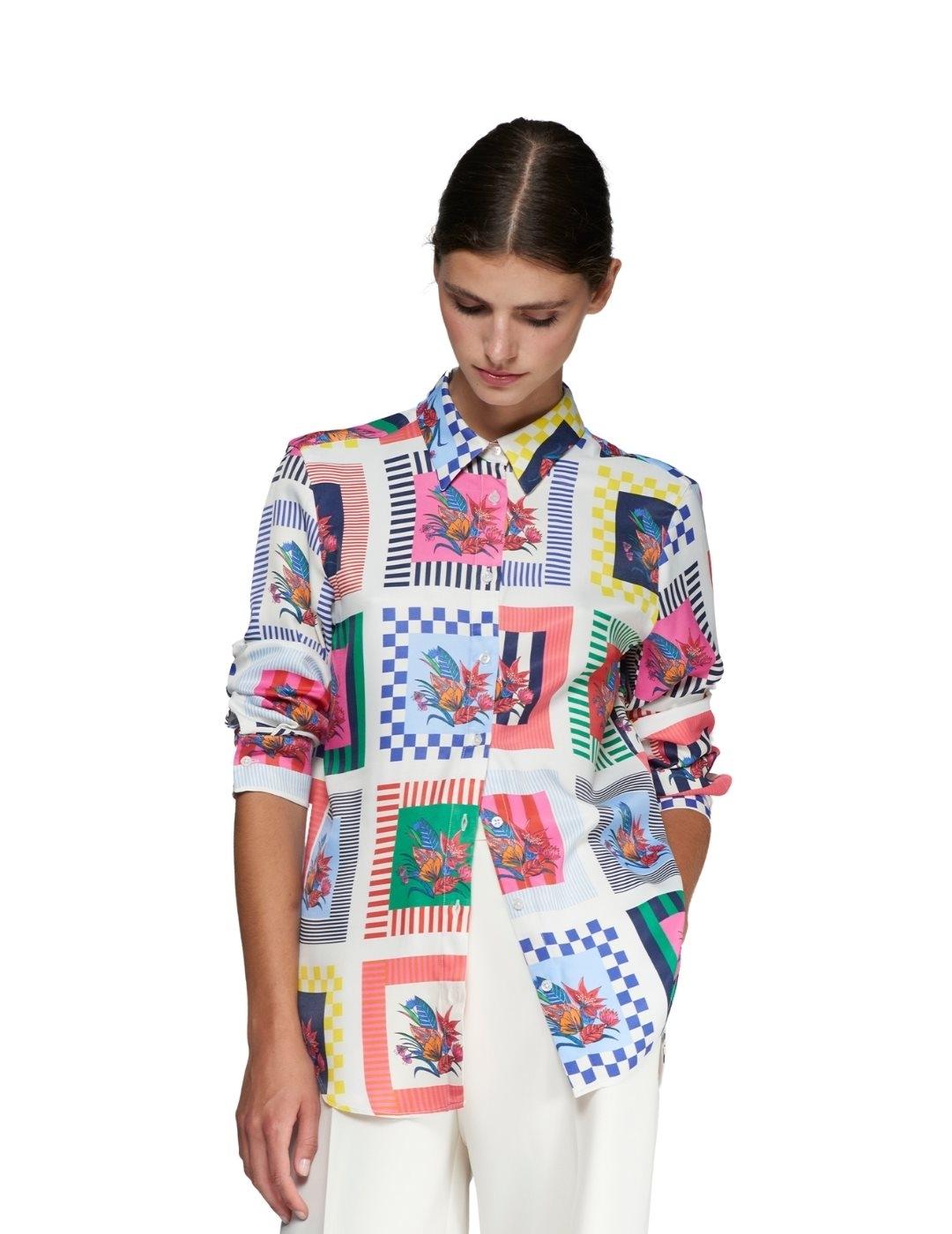 Vilagallo Camisa GABY  CUADROS FLORES