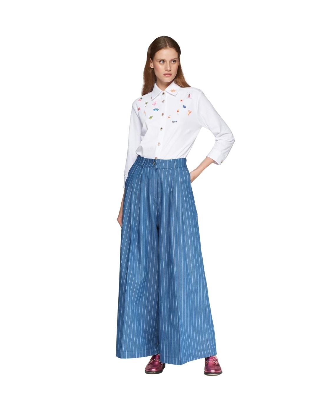 Vilagallo Pantalon PALAZZO DIPLOMATICO DENIM