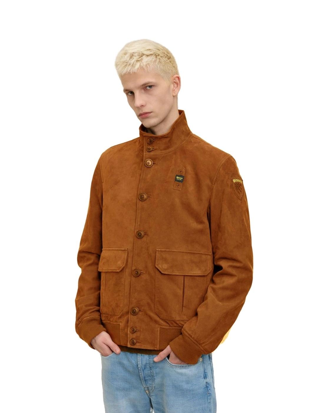 Blauer Chaqueta de ante Marrón