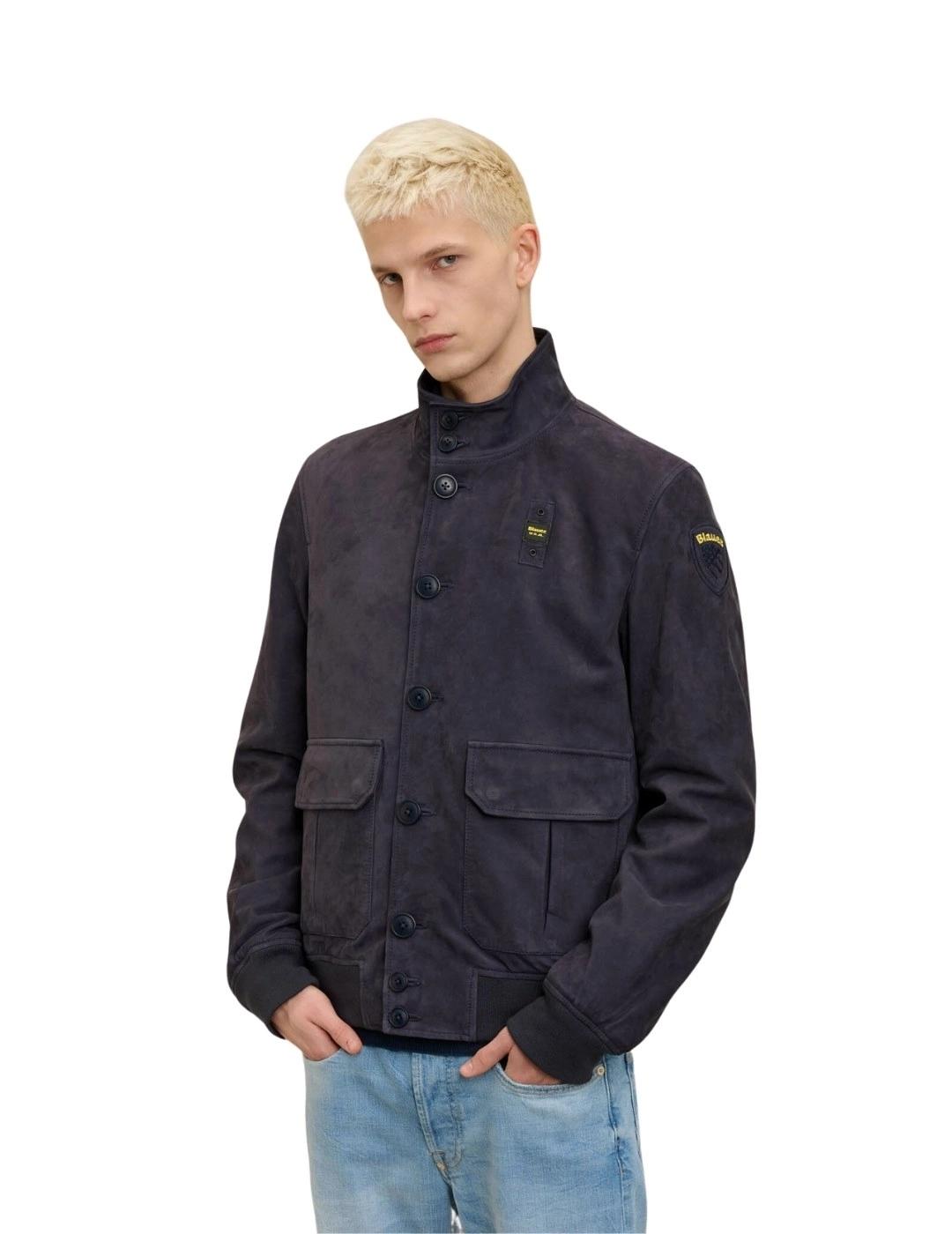 Blauer Chaqueta de ante Azul marino