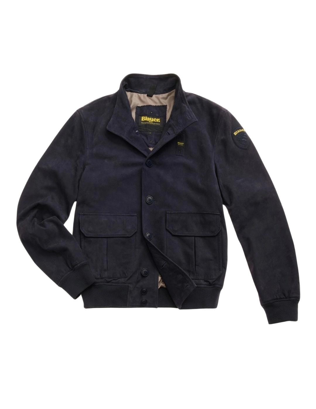 Blauer Chaqueta de ante Azul marino