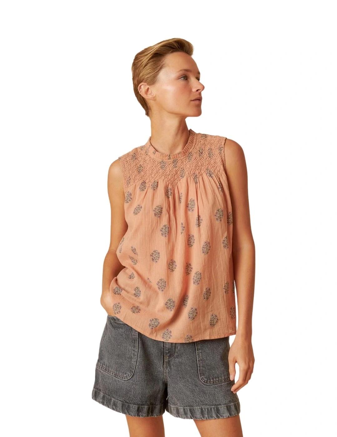 Indi & Cold Blusa Smock manual Melocotón