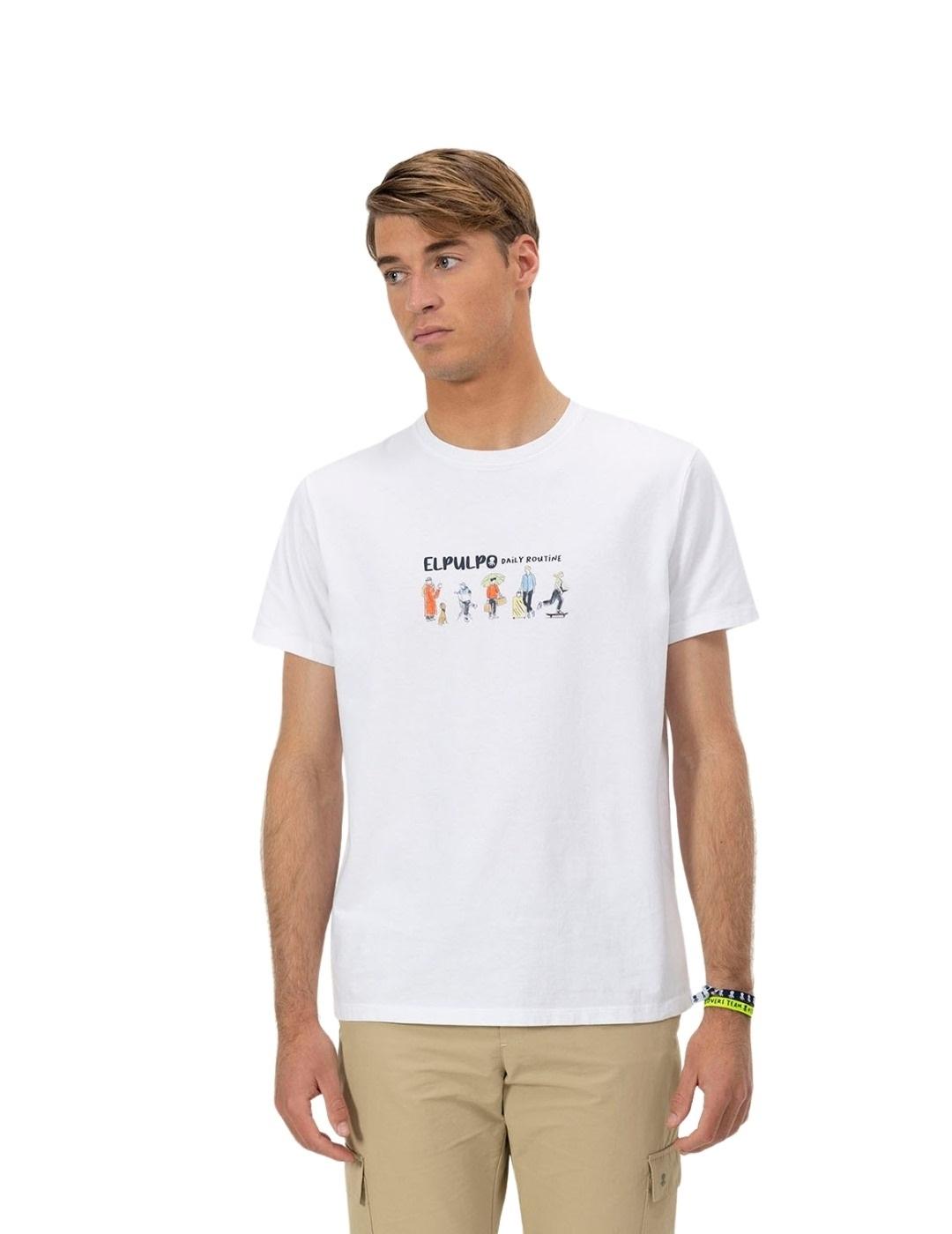 El Pulpo Camiseta Estampado People Routine Blanco