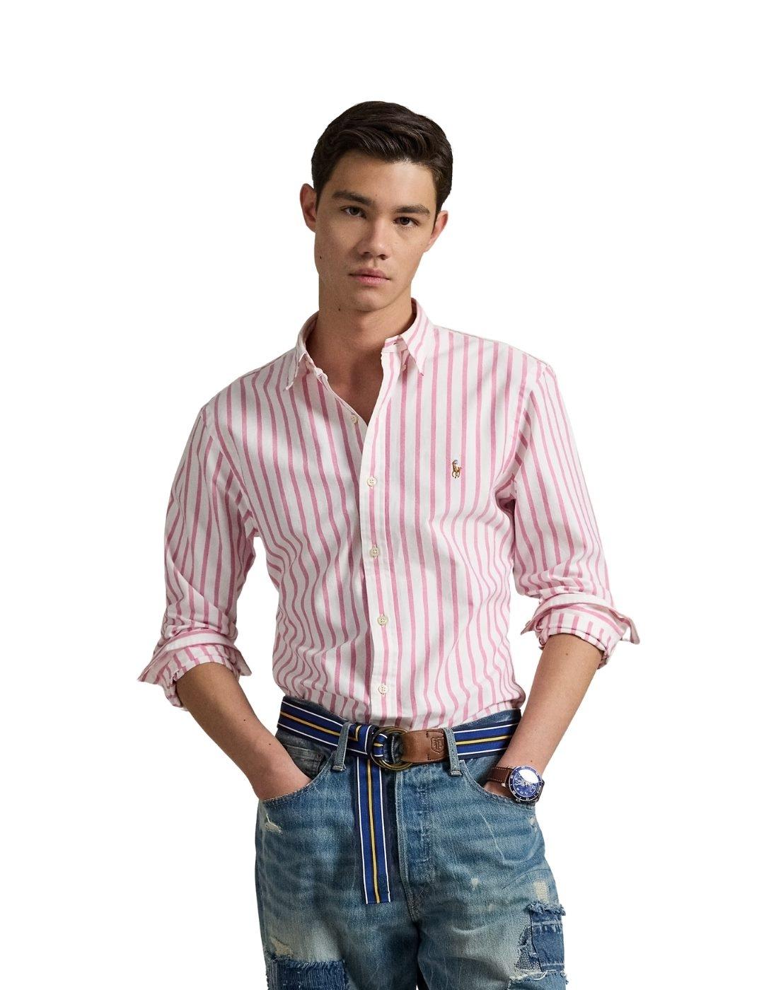 Ralph Lauren Camisa rayas grandes rosa y blanco