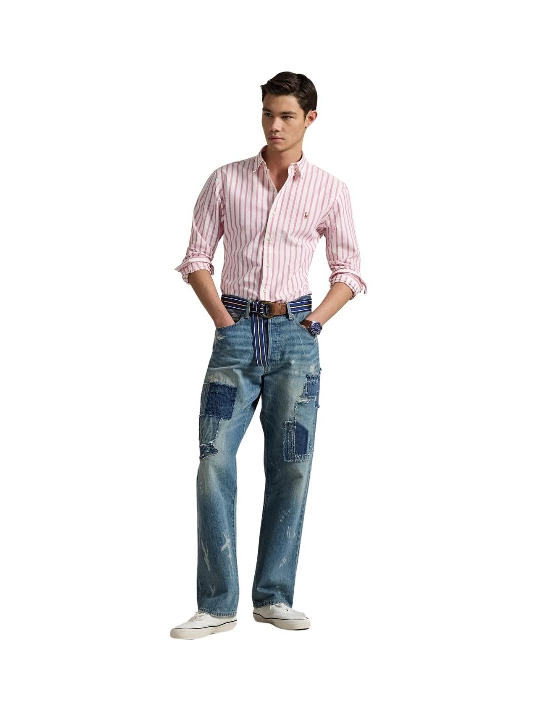 Ralph Lauren Camisa rayas grandes rosa y blanco