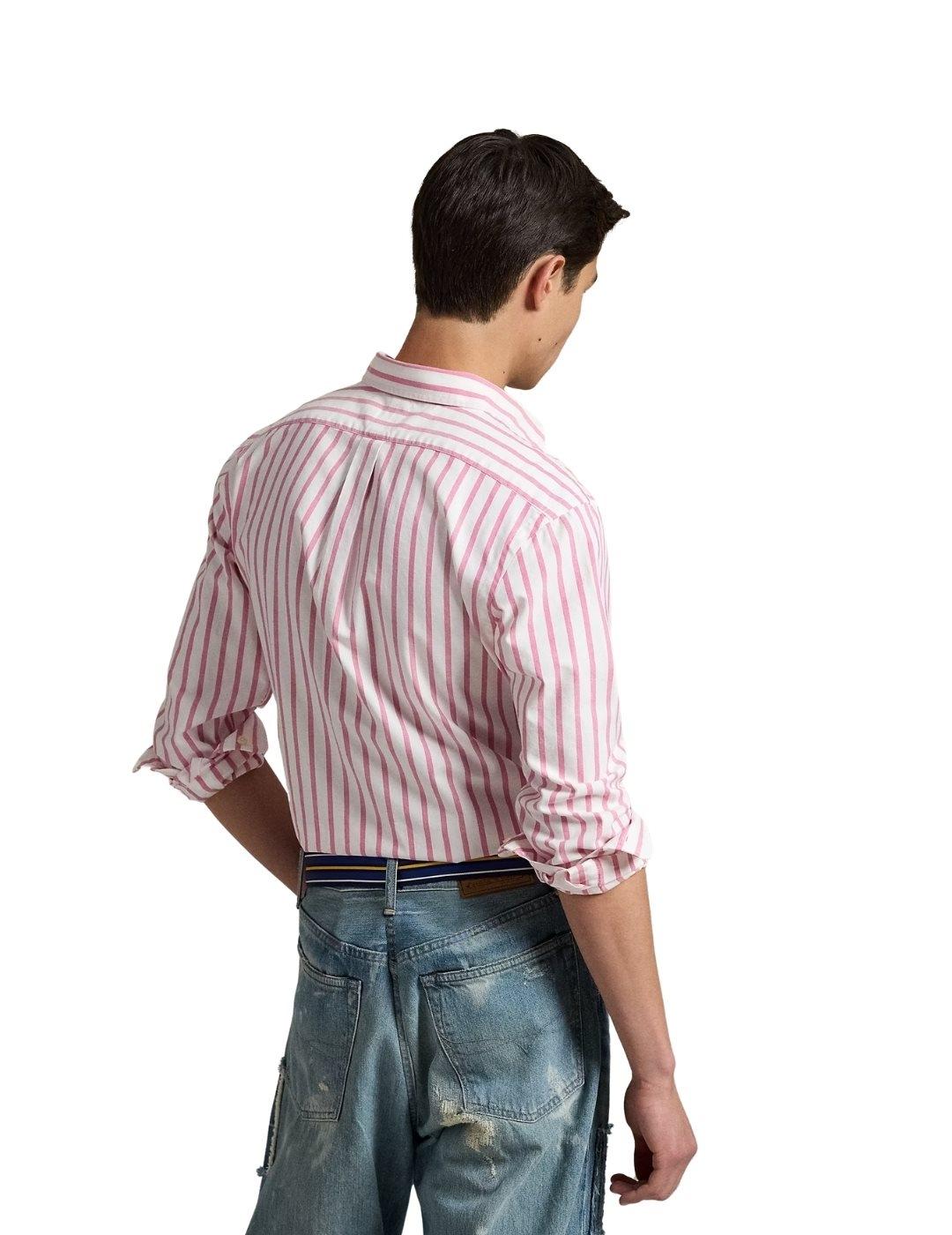 Ralph Lauren Camisa rayas grandes rosa y blanco