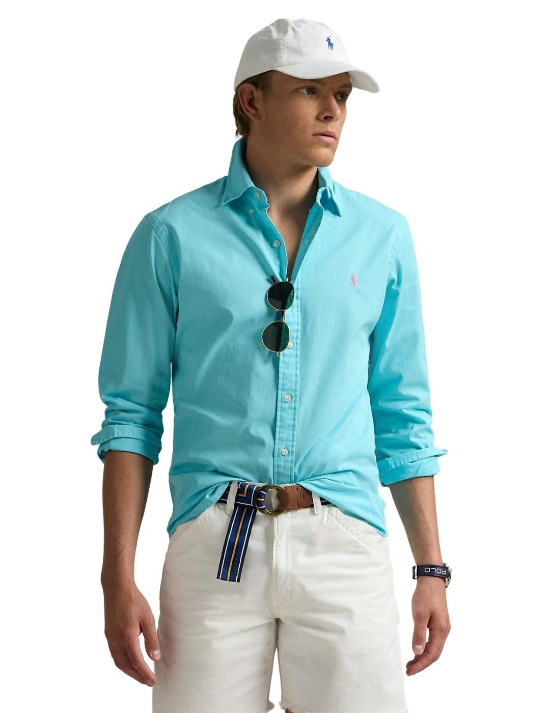 Ralph Lauren Camisa de sarga Custom Fit Azul