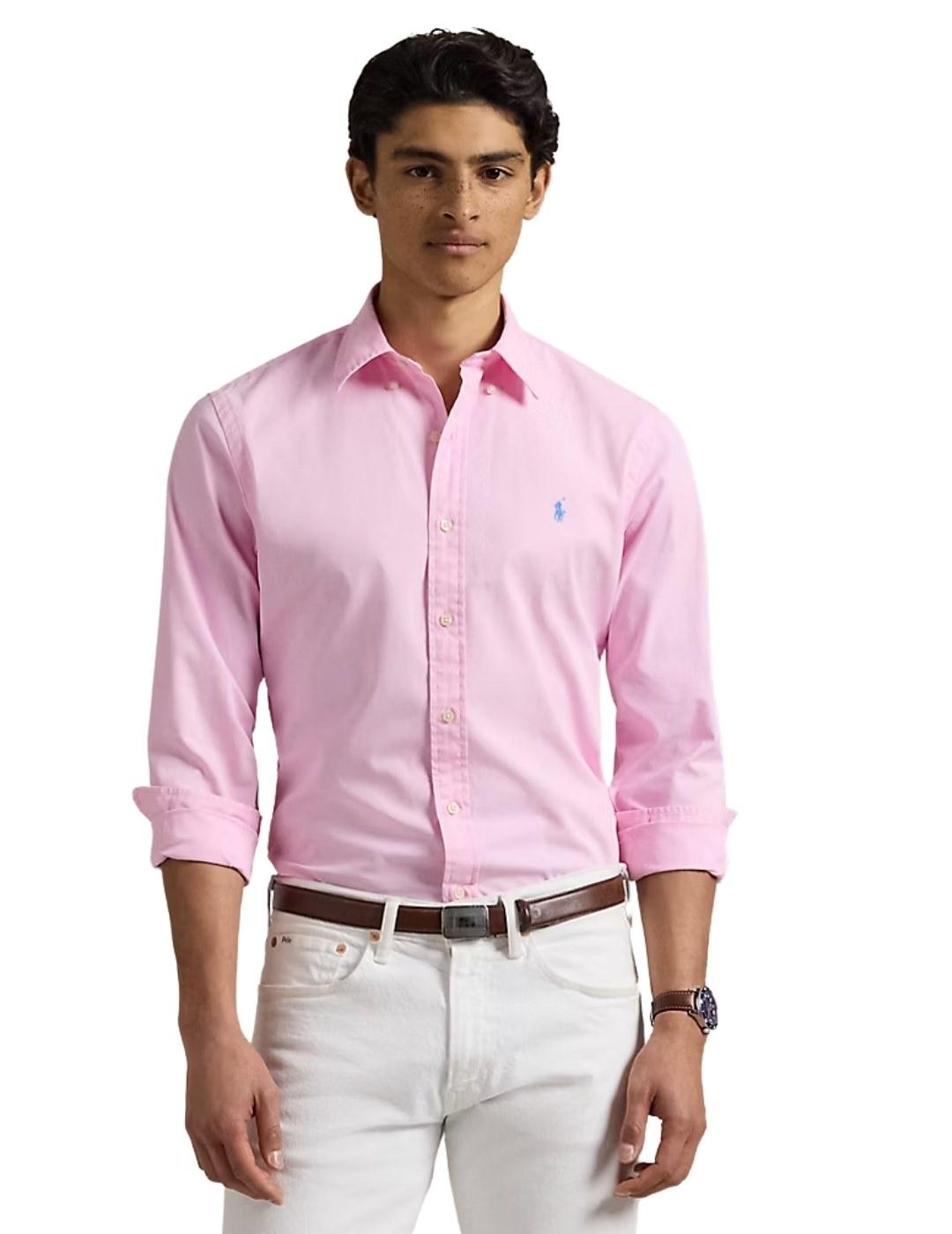 Ralph Lauren Camisa de sarga Custom Fit Rosa