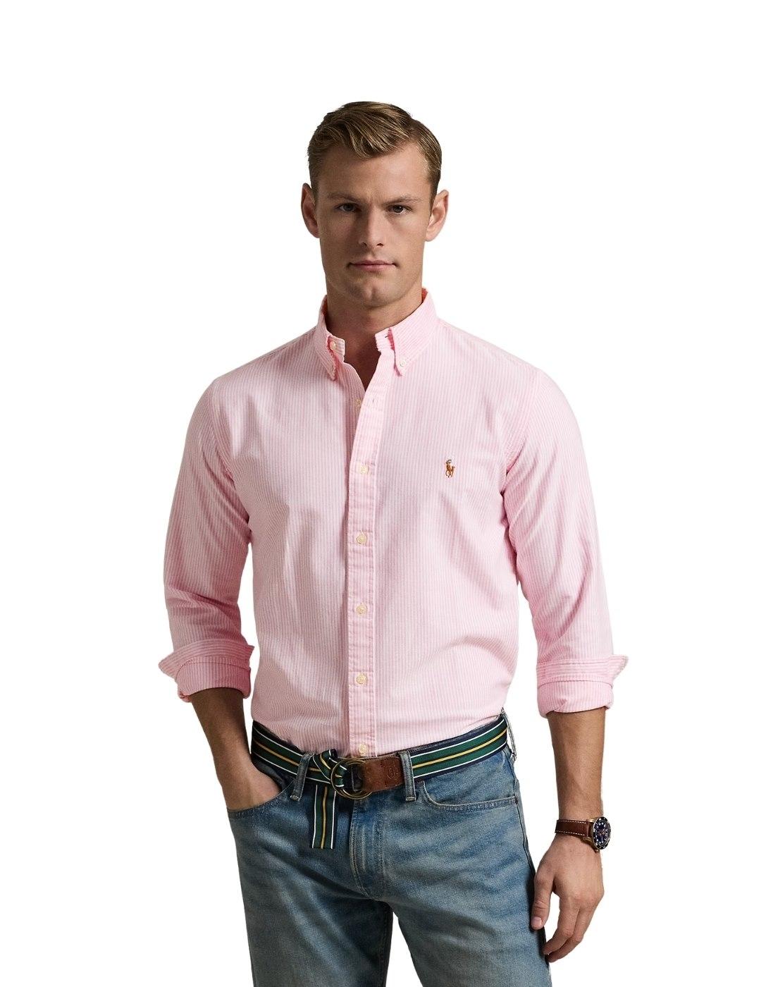 Ralph Lauren Camisa manga larga rosa pastel