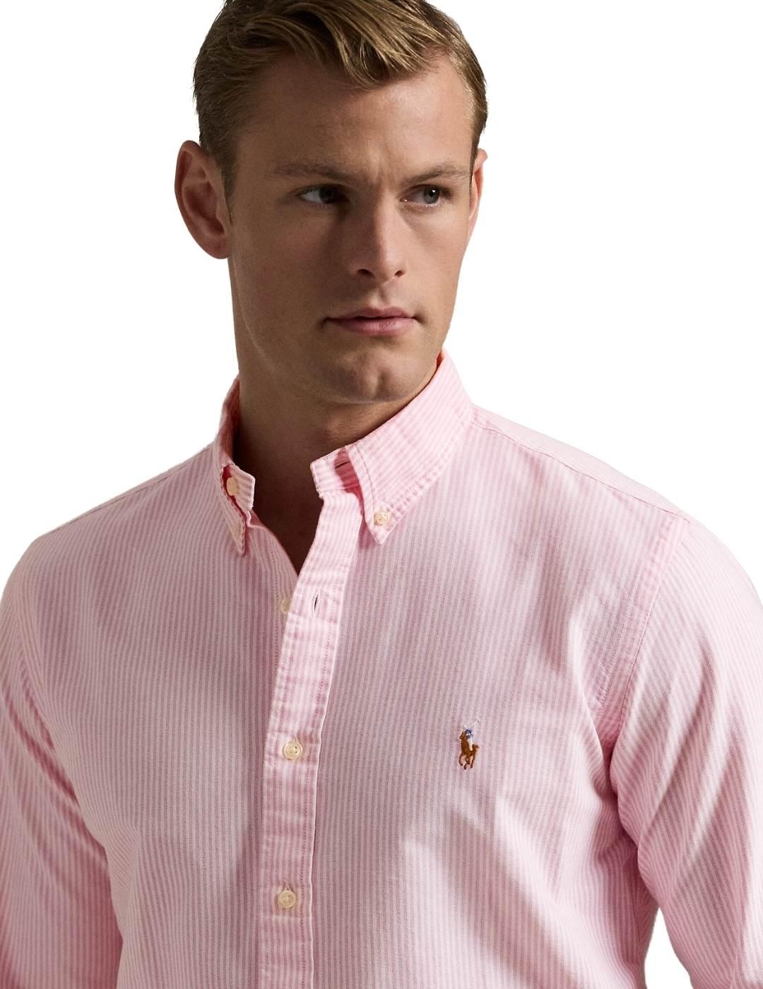Ralph Lauren Camisa manga larga rosa pastel