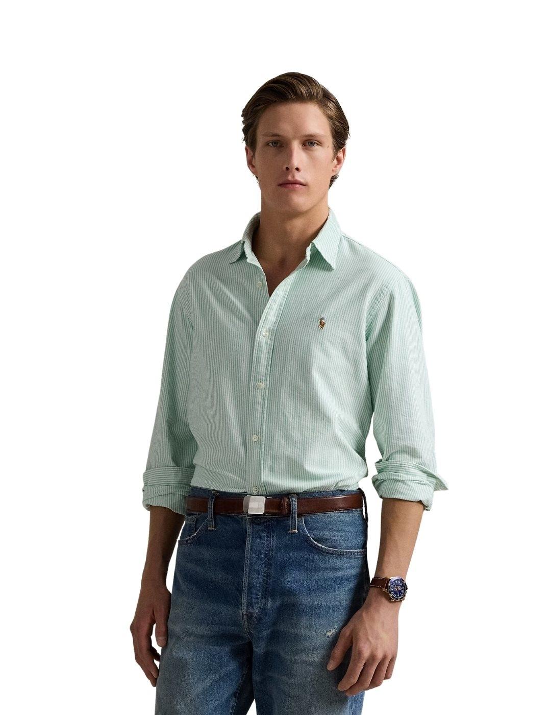 Ralph Lauren Camisa rayas verde y blanco