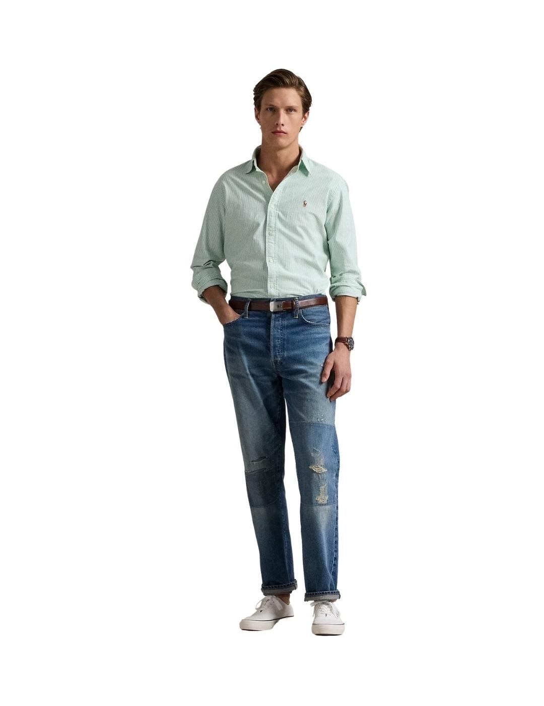 Ralph Lauren Camisa rayas verde y blanco
