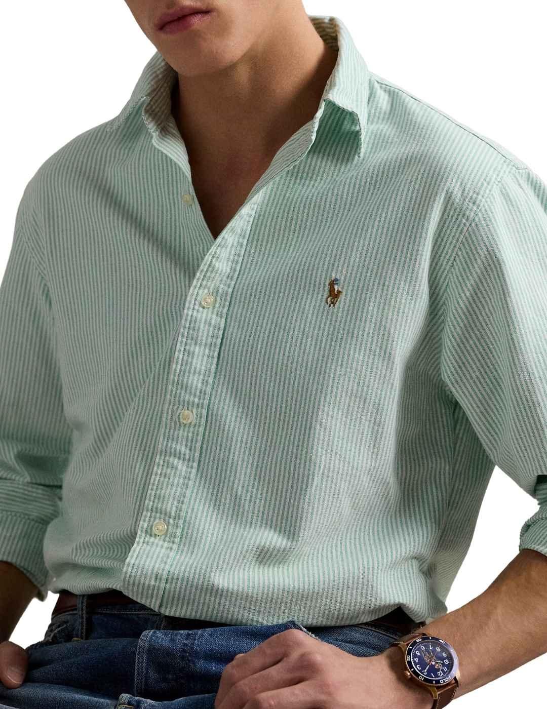 Ralph Lauren Camisa rayas verde y blanco
