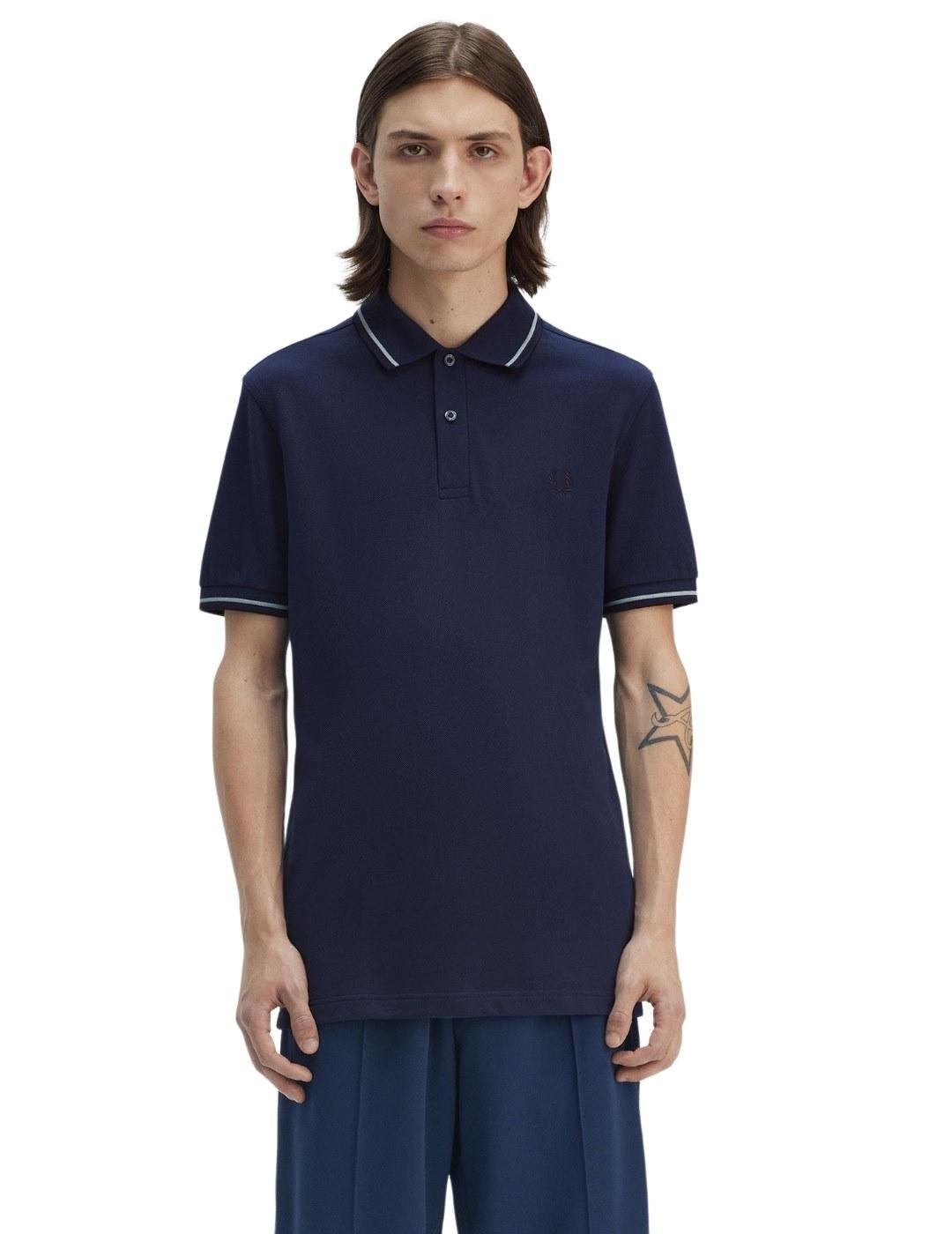 Fred Perry Polo Azul marino logo oscuro