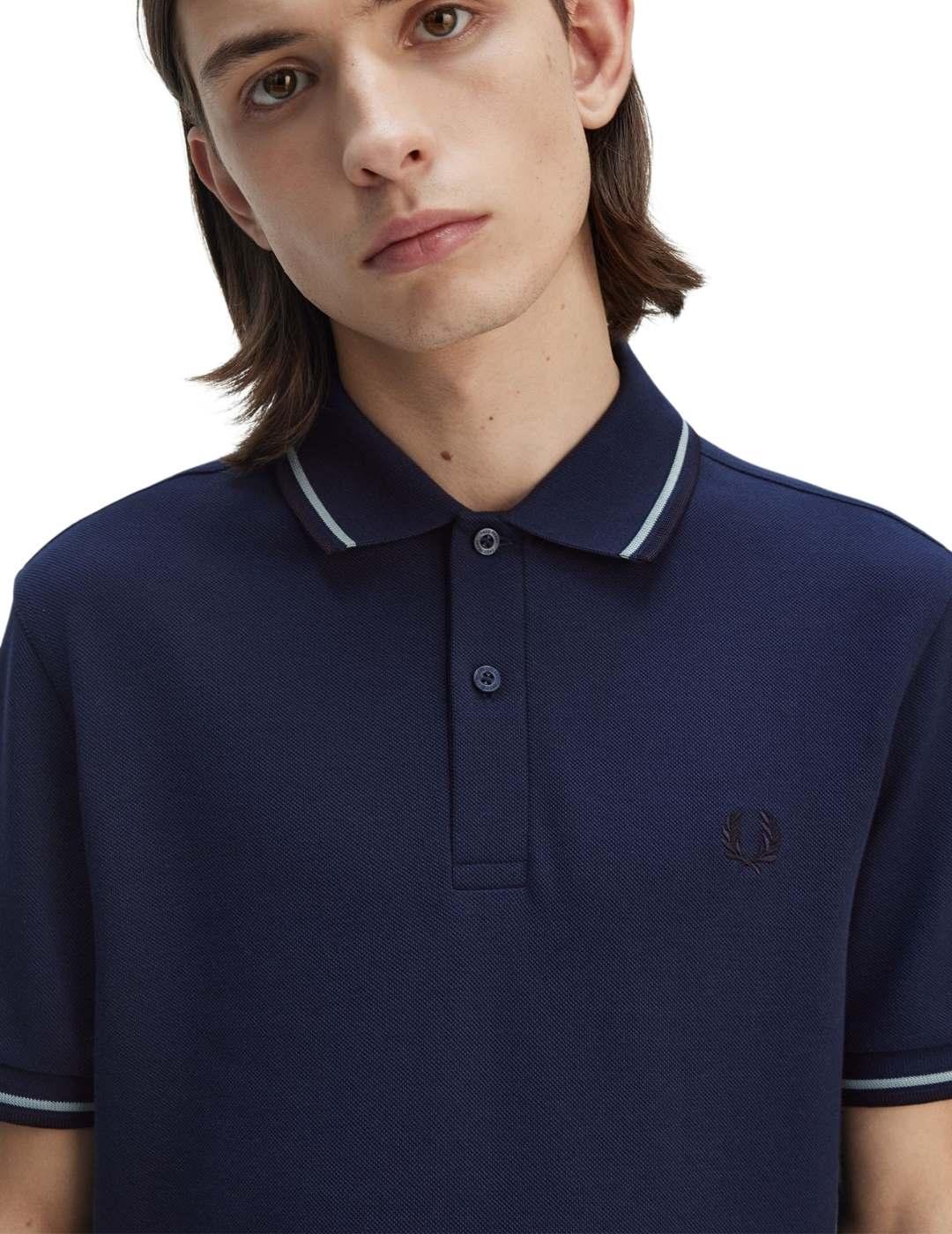 Fred Perry Polo Azul marino logo oscuro