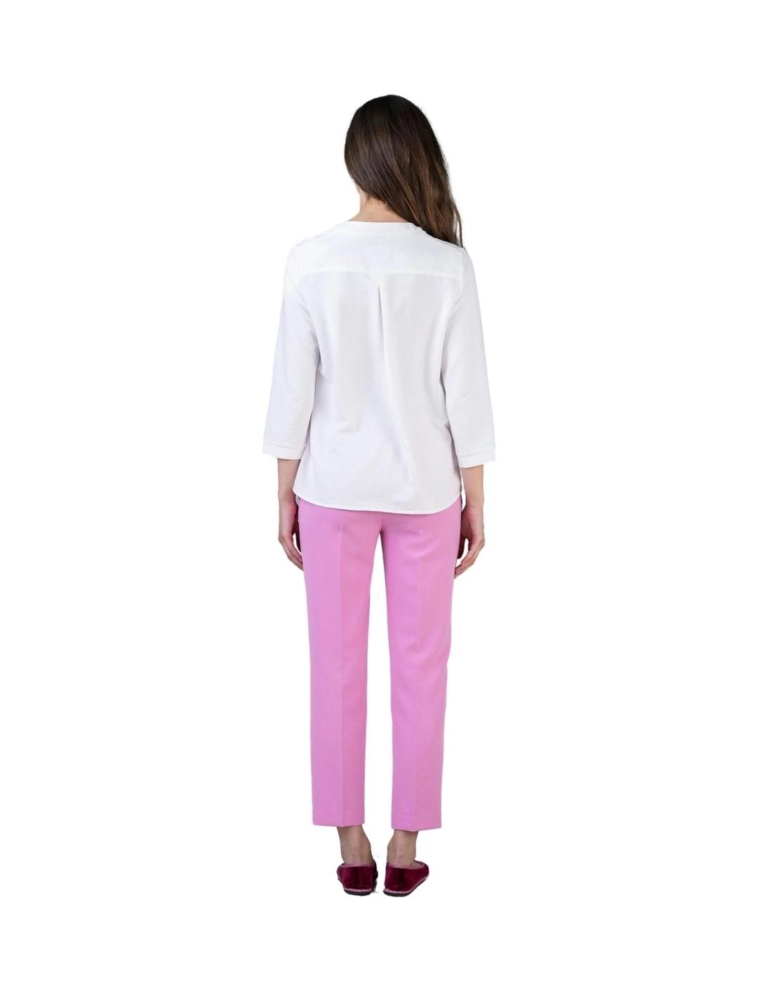 Hongo Blusa blanca con strass rosa