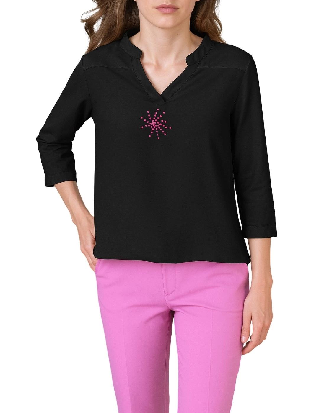 Hongo Blusa blanca con strass rosa