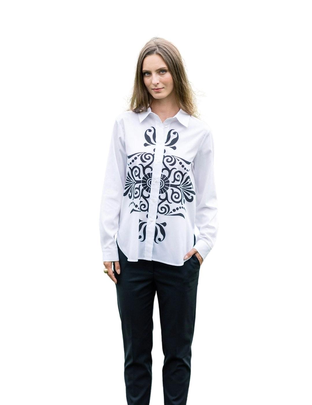 Hongo Camisa Blanca estampado ornamental