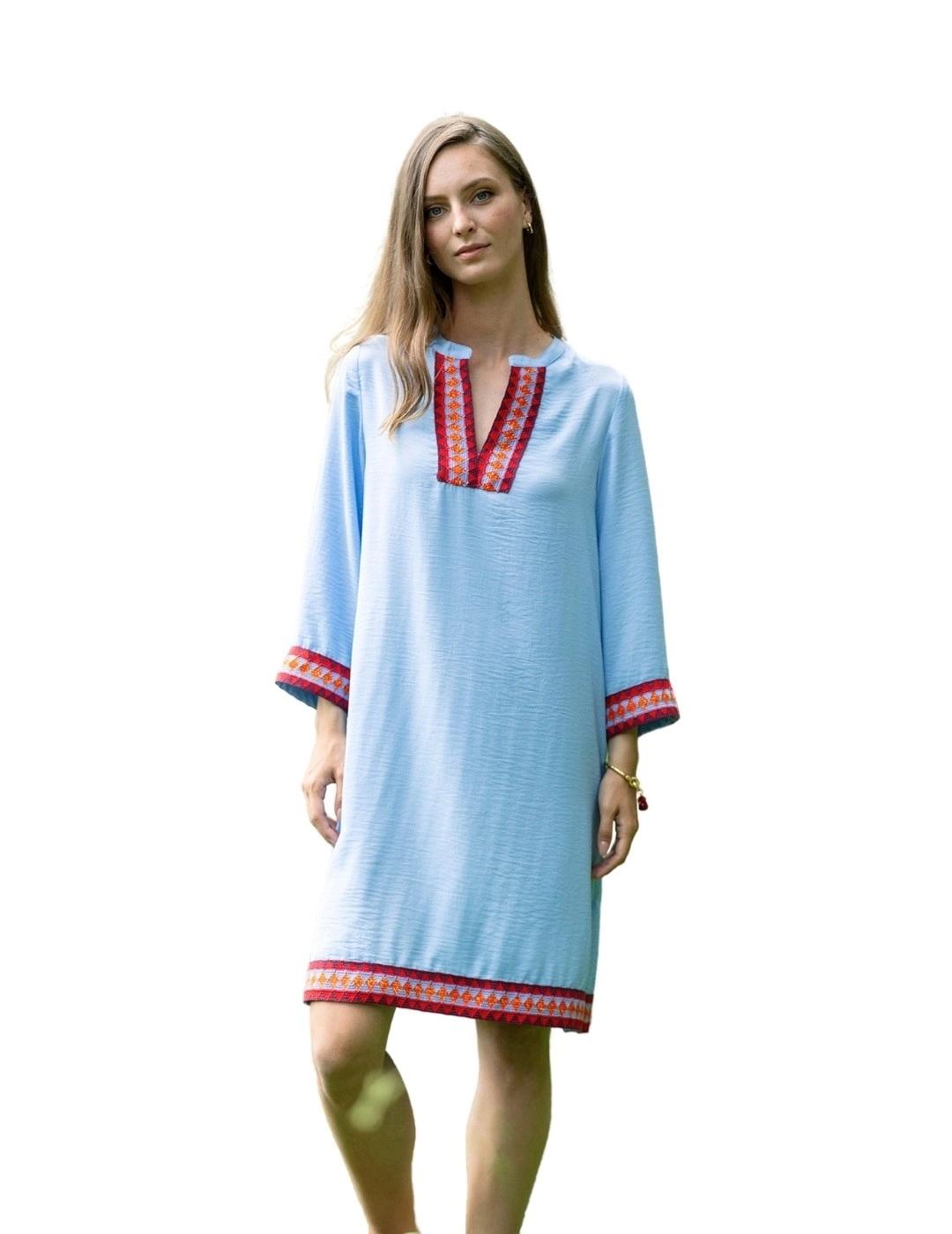 Hongo Vestido Azul con cinta étnica