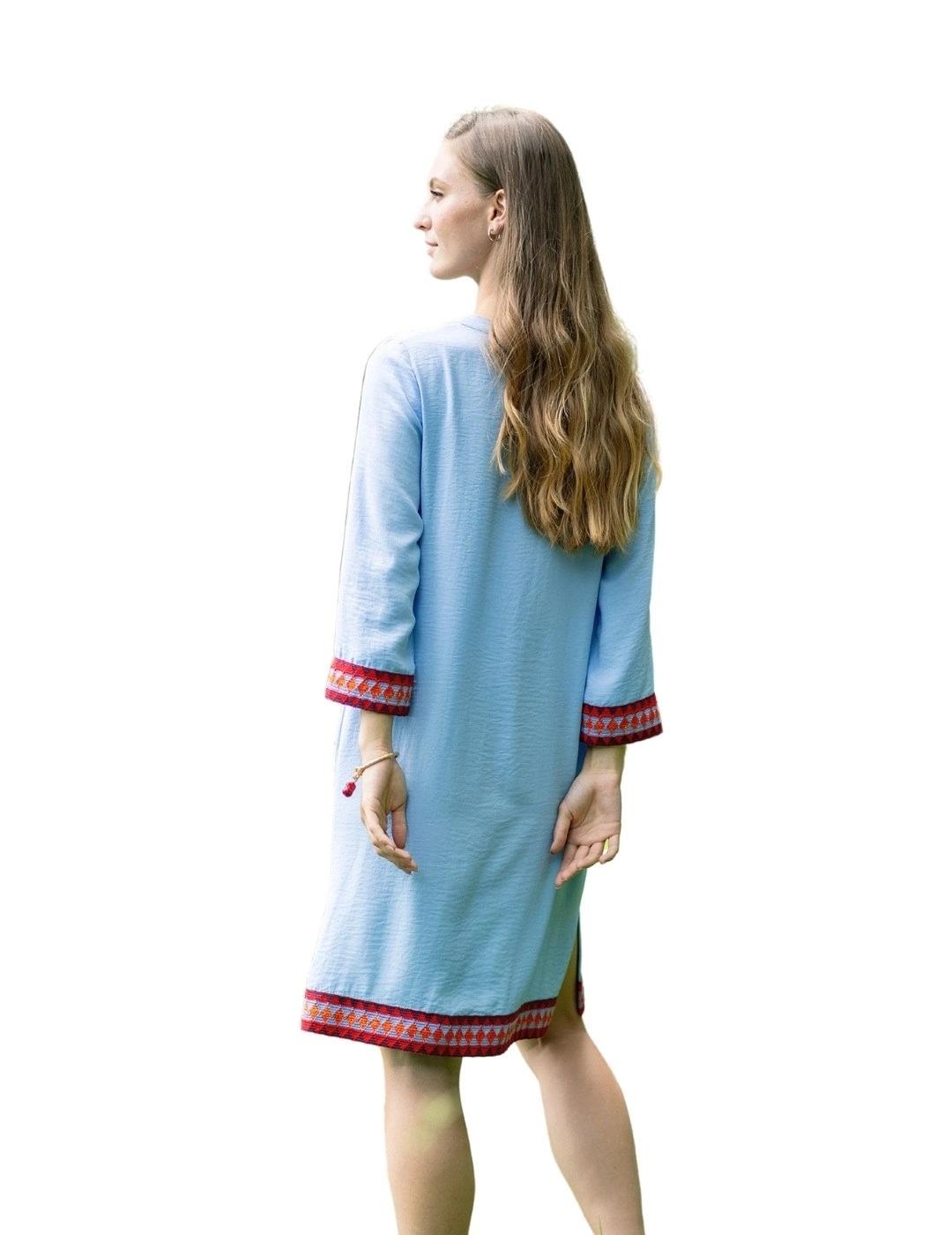 Hongo Vestido Azul con cinta étnica