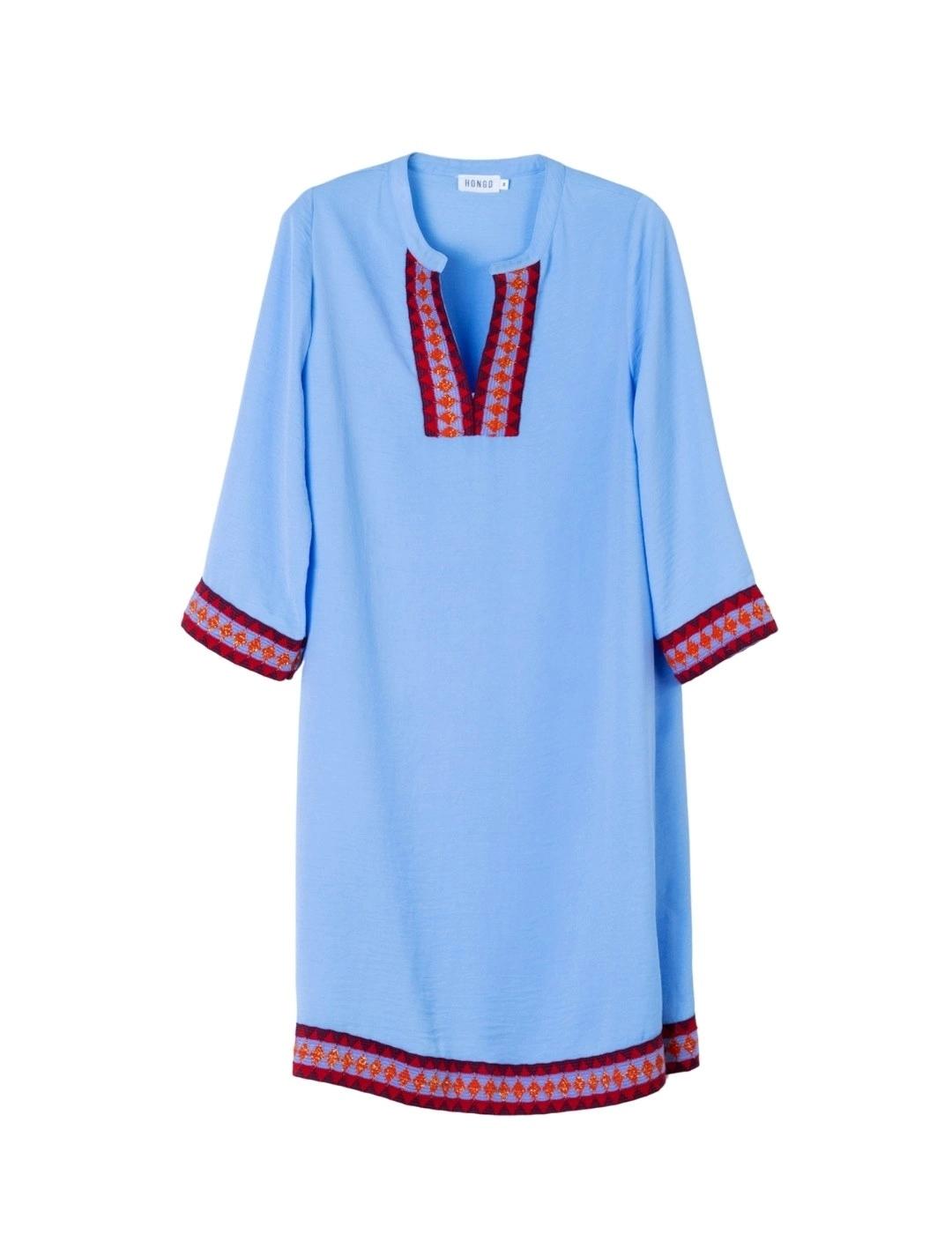 Hongo Vestido Azul con cinta étnica