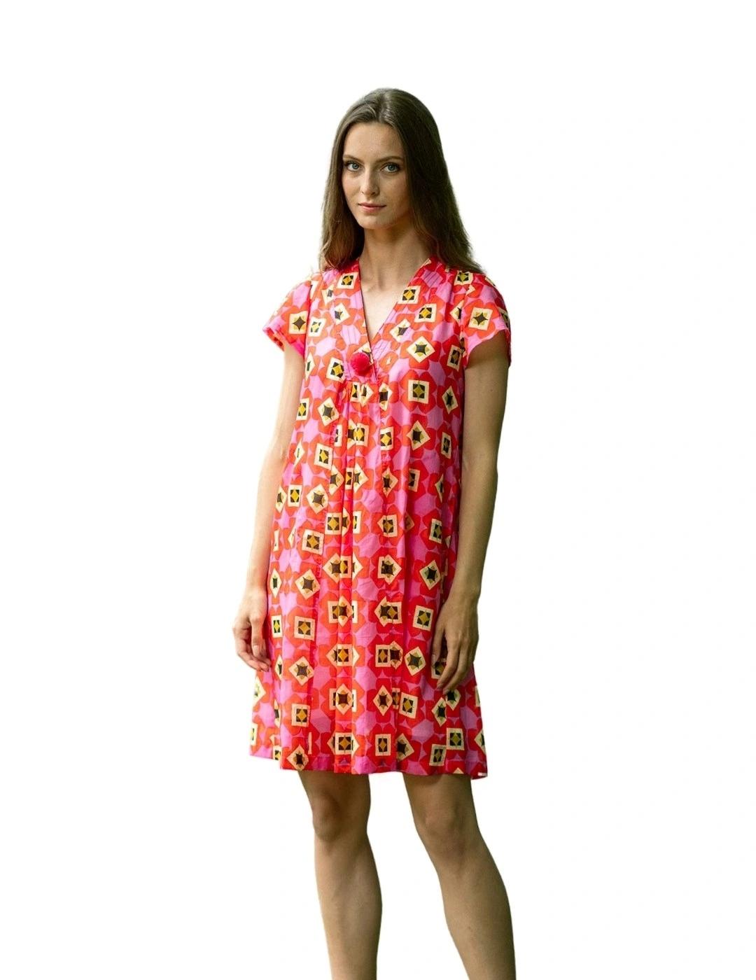 Hongo Vestido Geométrico rosa